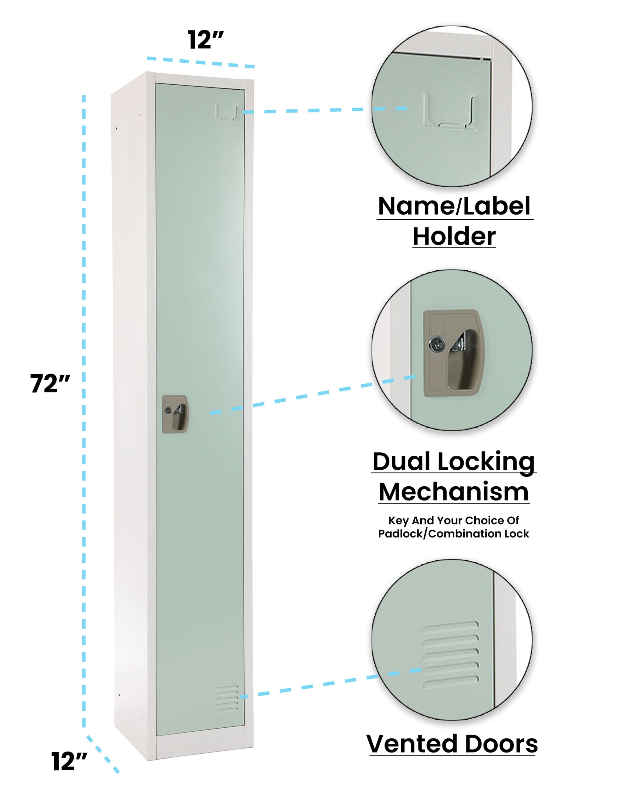 Large Single Door Locker – Misty Green 2-Pack