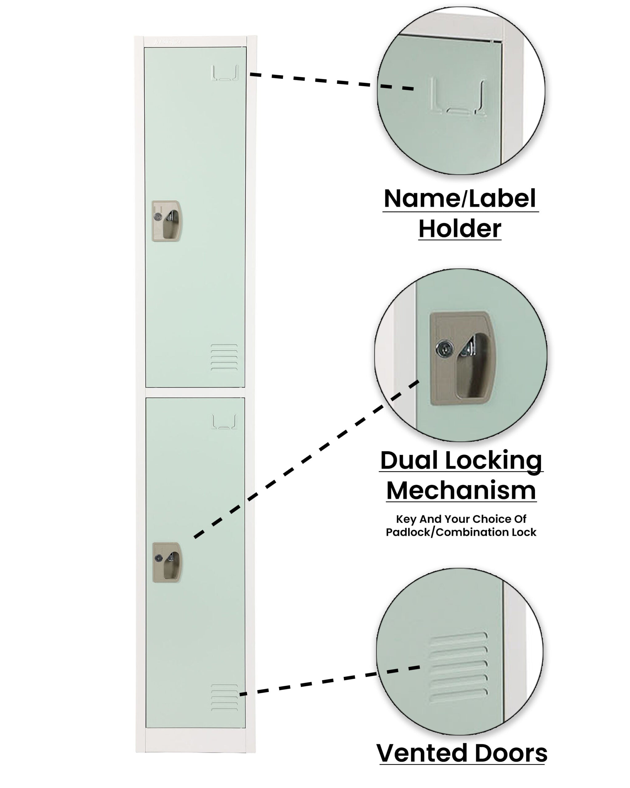 Large 2 Door Locker – Misty Green 2-Pack
