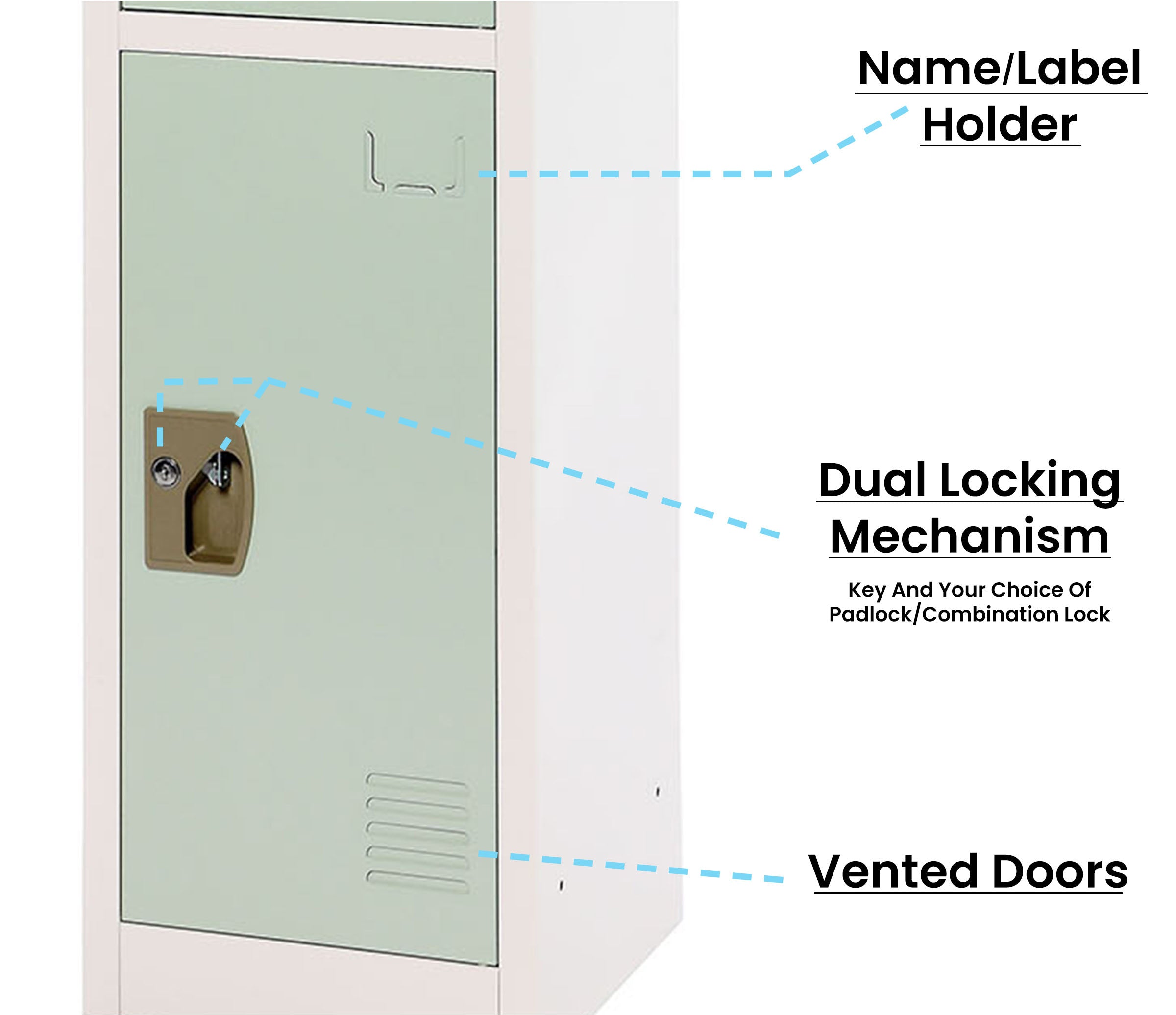 Large 3 Door Locker – Misty Green 2-Pack