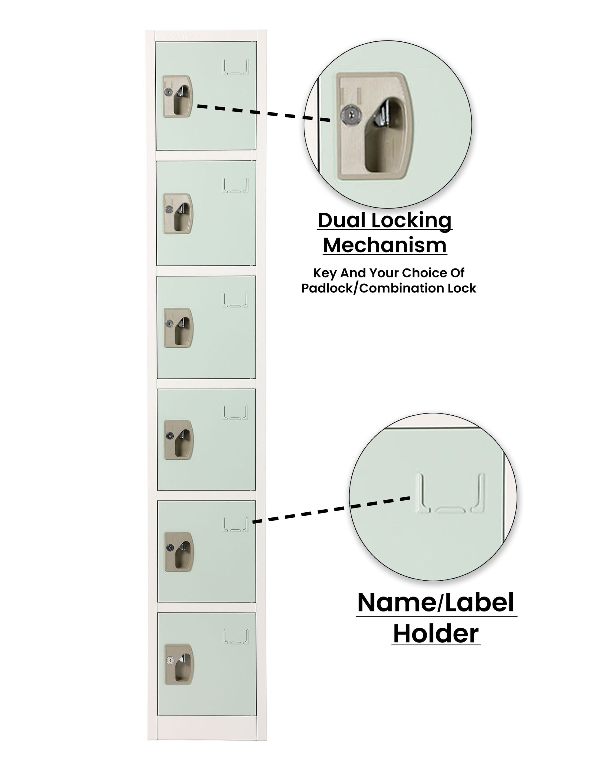 Large 6 Door Locker – Misty Green 2-Pack