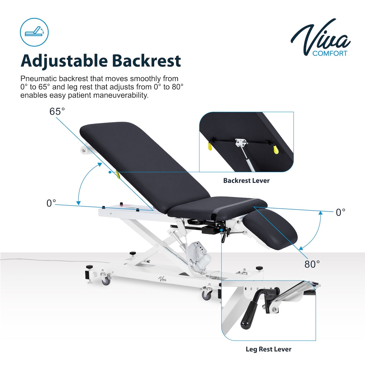 ADI903-22-SERIES Xro 3-Section Open Base Series Power Hi-Lo Exam Table with Stirrups and Leg Cushions