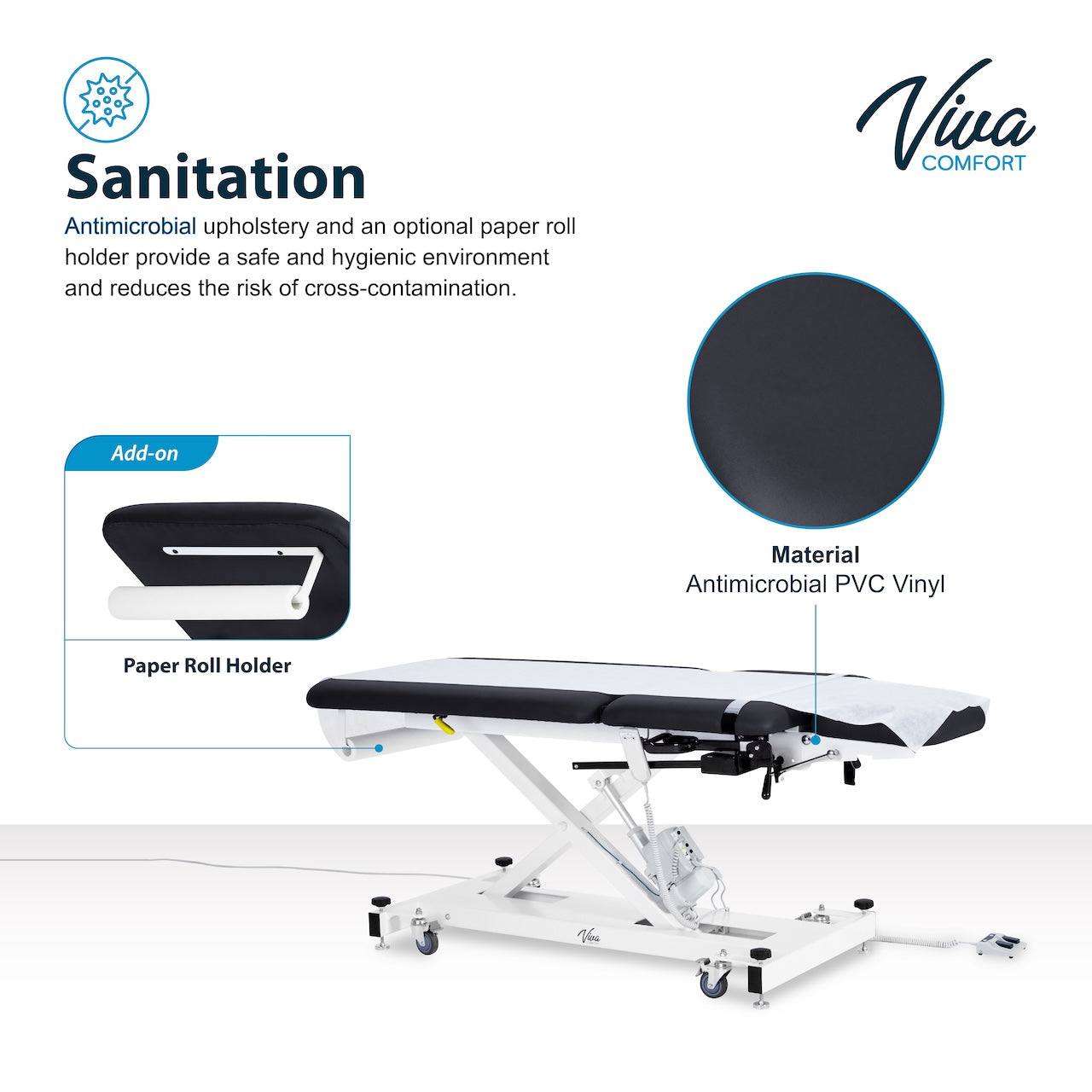 ADI903-22-SERIES Xro 3-Section Open Base Series Power Hi-Lo Exam Table with Stirrups and Leg Cushions
