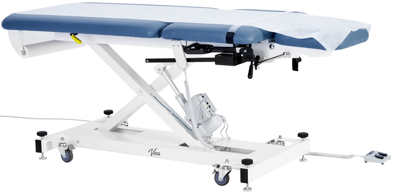 ADI903-22-SERIES Xro 3-Section Open Base Series Power Hi-Lo Exam Table with Stirrups and Leg Cushions