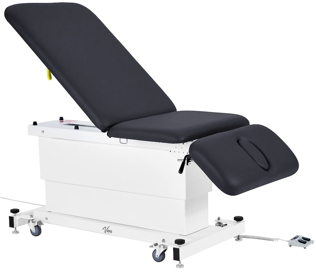 ADI903-23-SERIES: Xro 3-Section Shrouded Base Series Power Hi-Lo Exam Table (Adjustable Back, Leg-Rest & Antimicrobial Upholstery, Black)