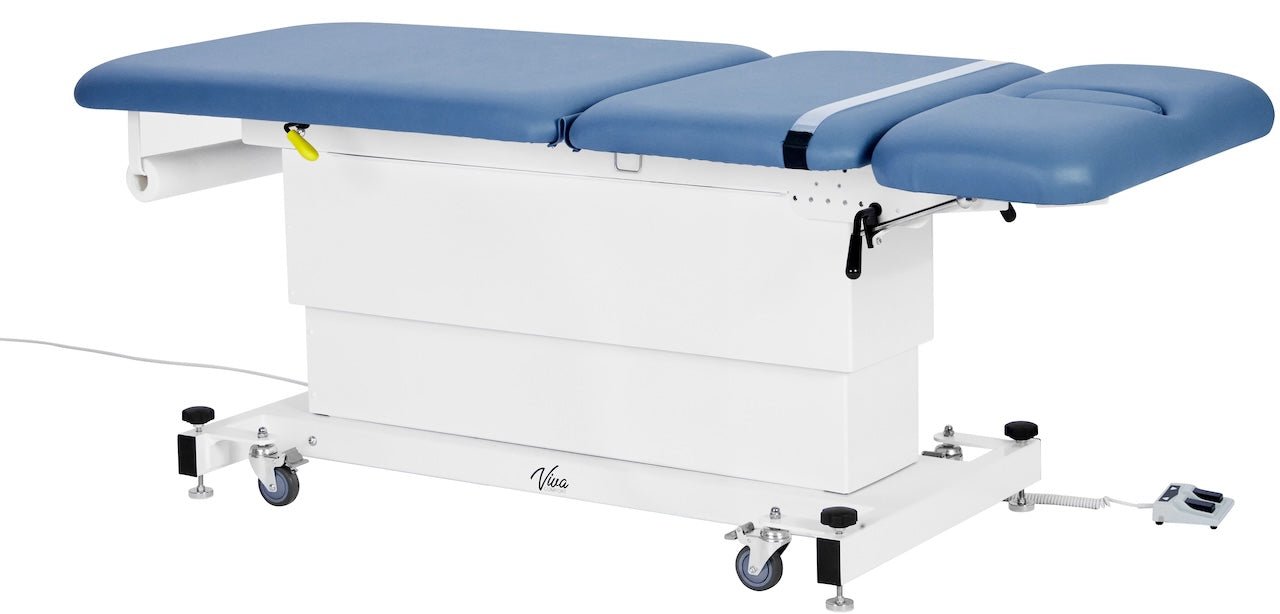 ADI903-23-SERIES: Xro 3-Section Shrouded Base Series Power Hi-Lo Exam Table (Adjustable Back, Leg-Rest & Antimicrobial Upholstery, Black)