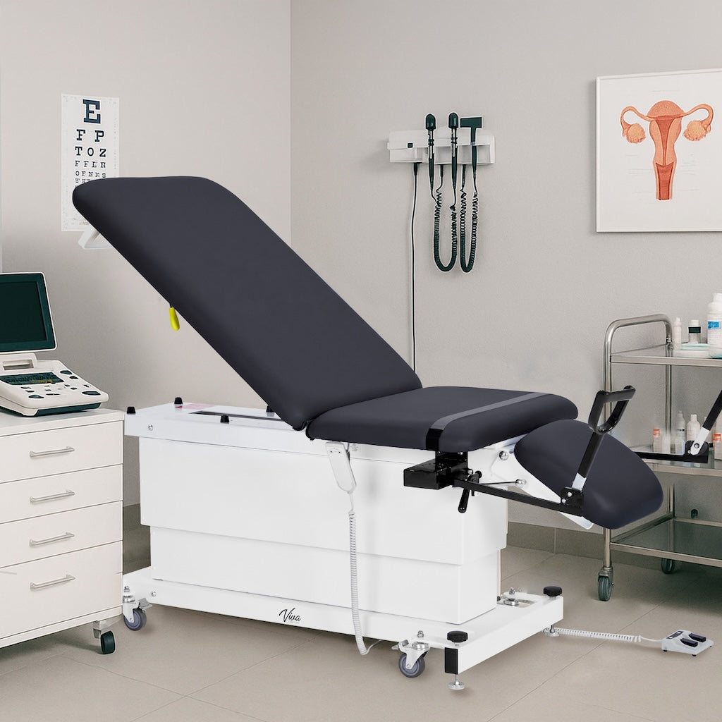 ADI903-24-SERIES: Xro 3-Section Shrouded Base Series Power Hi-Lo Exam Table (Adjustable Back, Leg-Rest & Antimicrobial Upholstery, Black)