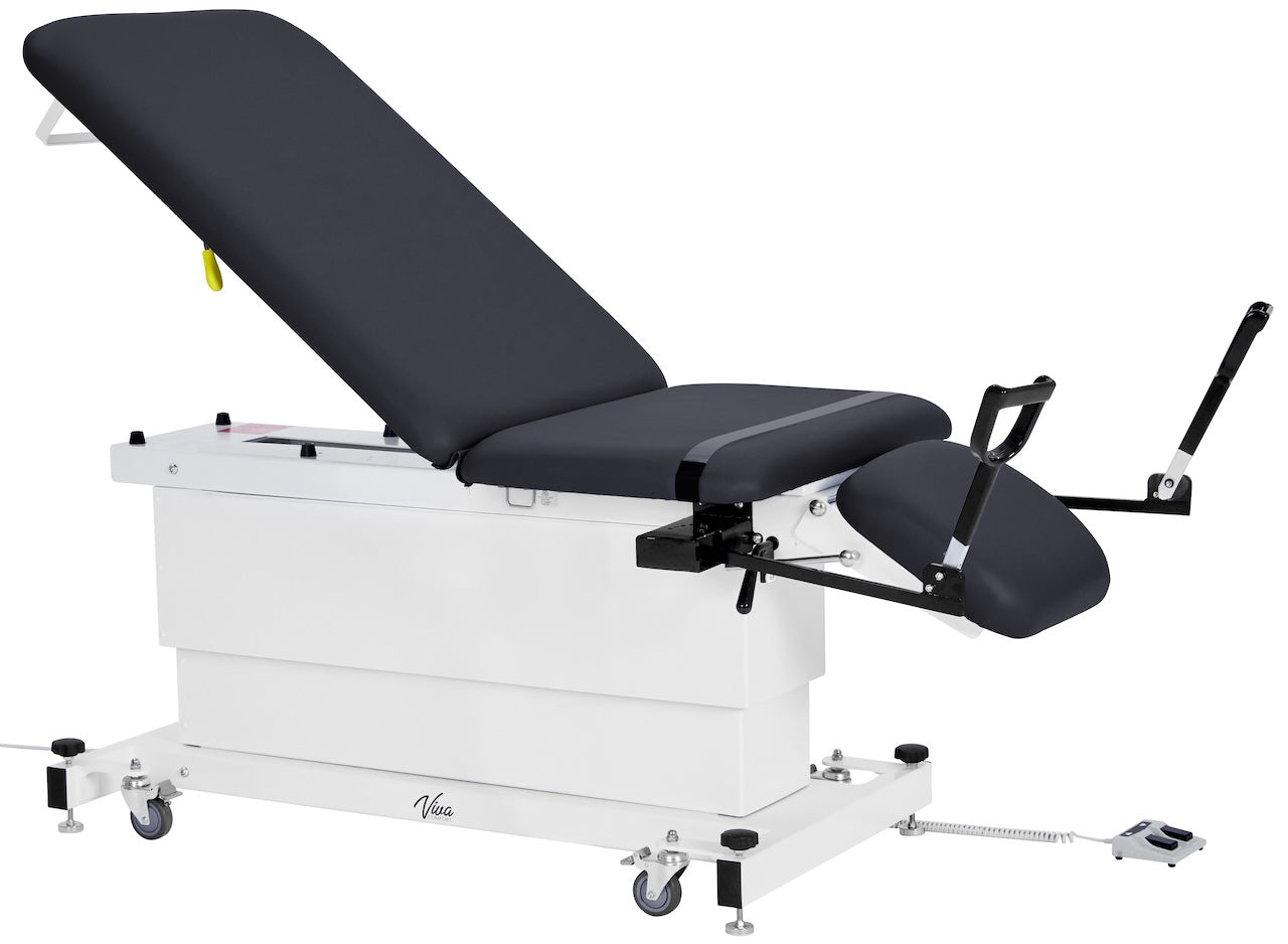 ADI903-24-SERIES: Xro 3-Section Shrouded Base Series Power Hi-Lo Exam Table (Adjustable Back, Leg-Rest & Antimicrobial Upholstery, Black)