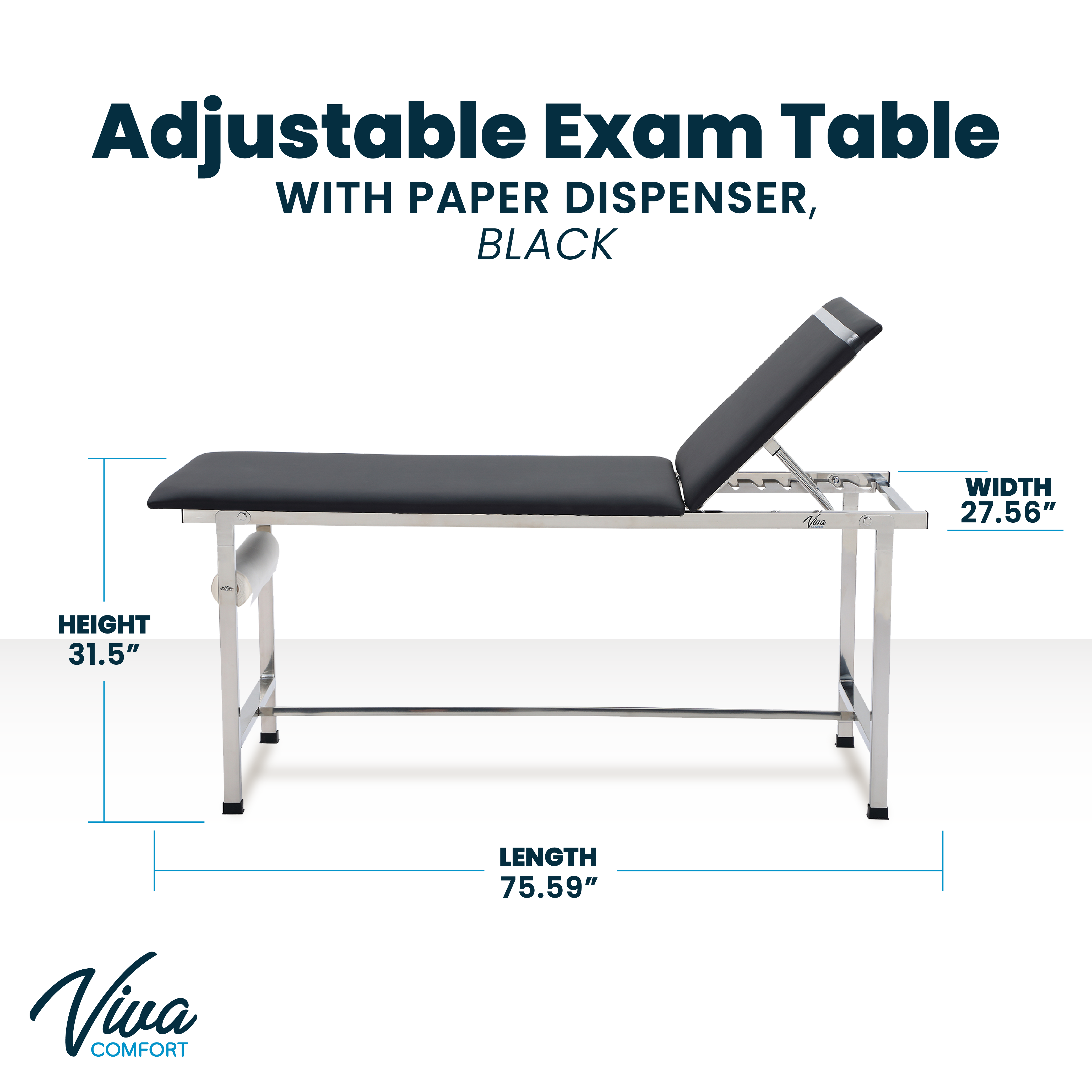 Adjustable Exam Table with Paper Dispenser