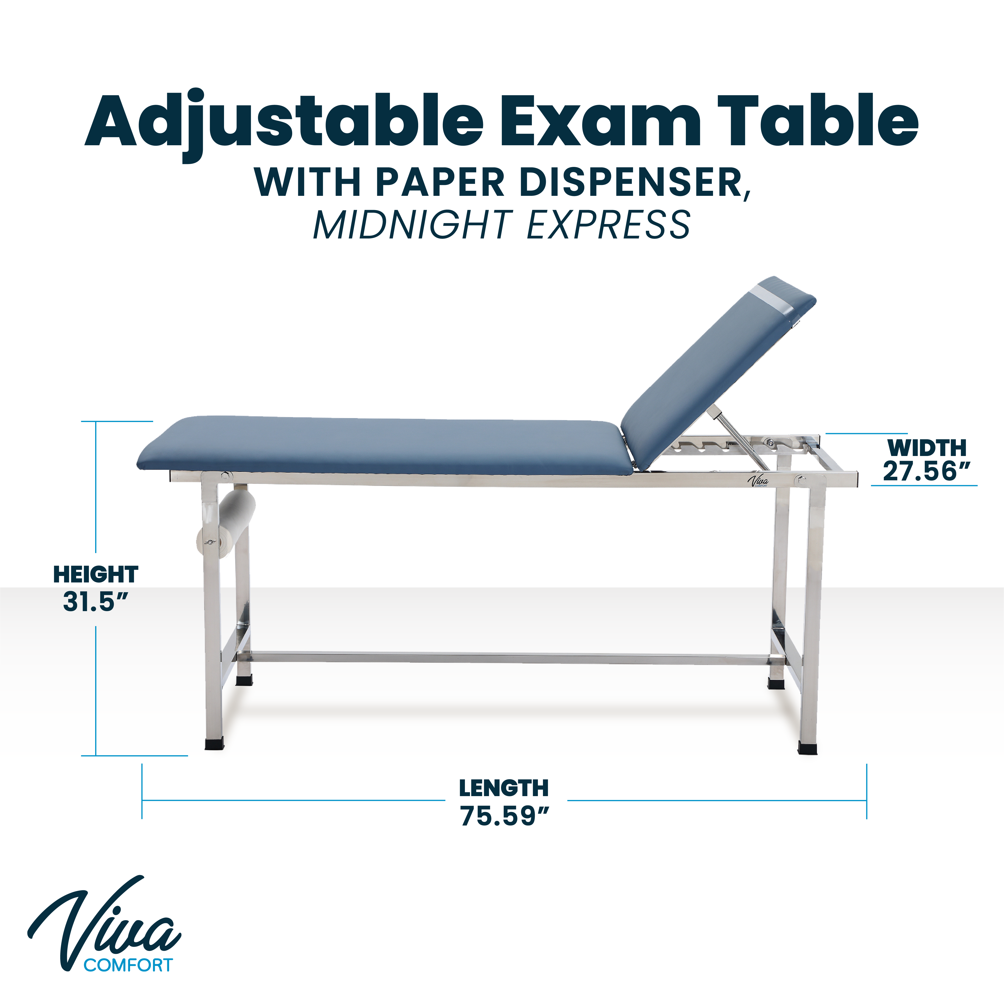 Adjustable Exam Table with Paper Dispenser
