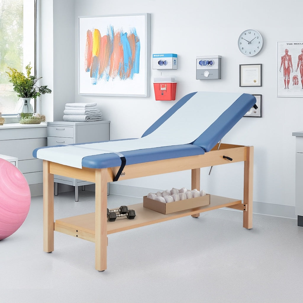 Aristo H-Brace Table With Shelf，30'',Tilted Mattress,Blue