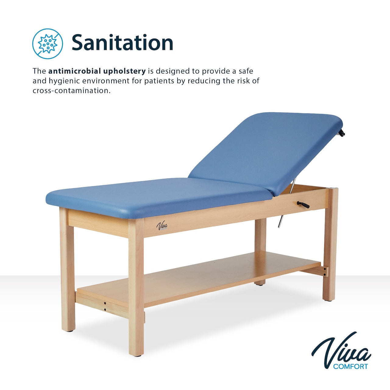 Aristo H-Brace Table With Shelf，30'',Tilted Mattress,Blue