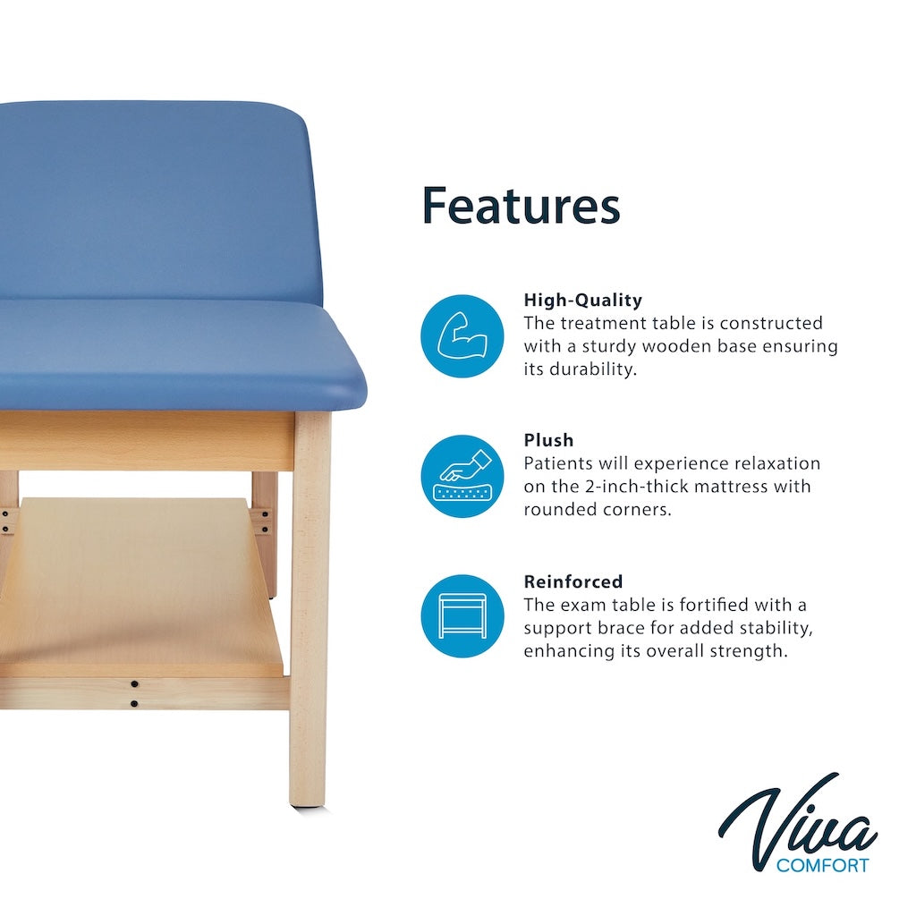 Aristo H-Brace Table With Shelf，30'',Tilted Mattress,Blue
