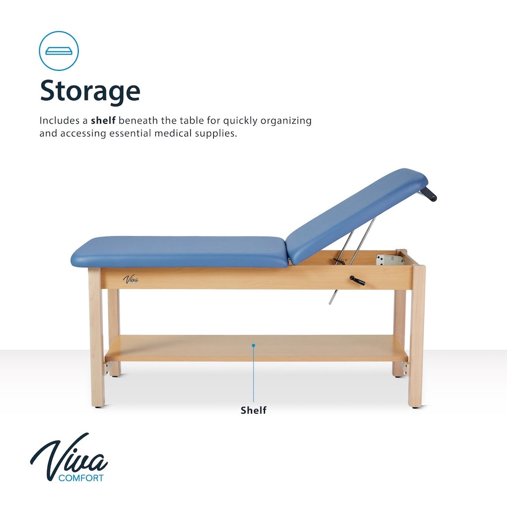 Aristo H-Brace Table With Shelf，30'',Tilted Mattress,Blue