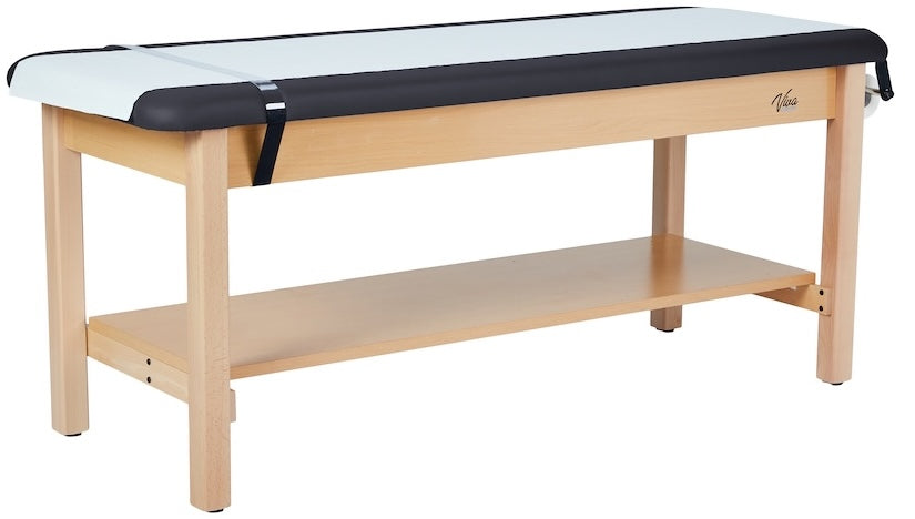 Aristo H-Brace Table With Shelf，27'', Flat Mattress,Black