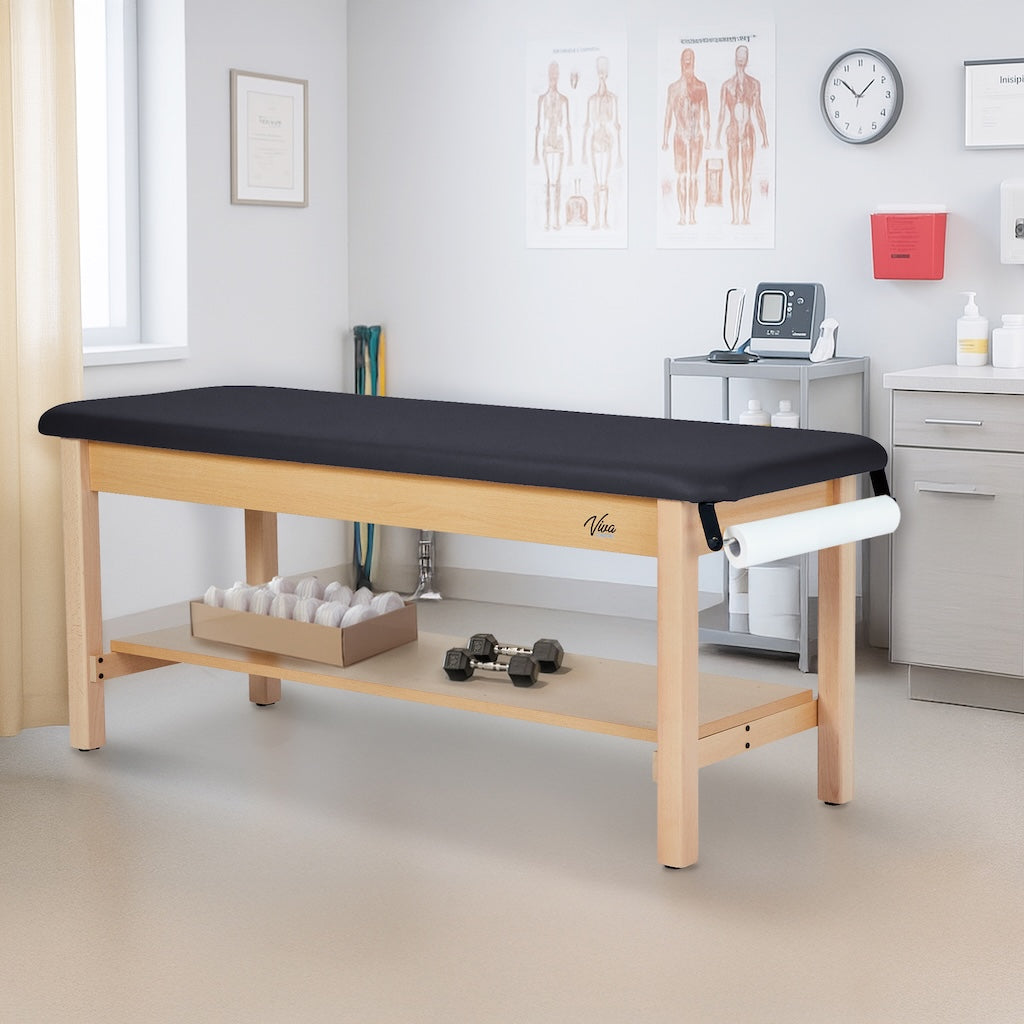 Aristo H-Brace Table With Shelf，27'', Flat Mattress,Black