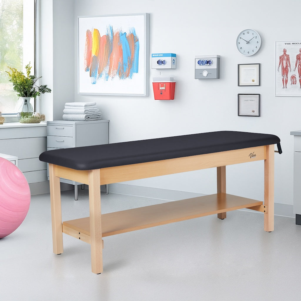 Aristo H-Brace Table With Shelf，27'', Flat Mattress,Black