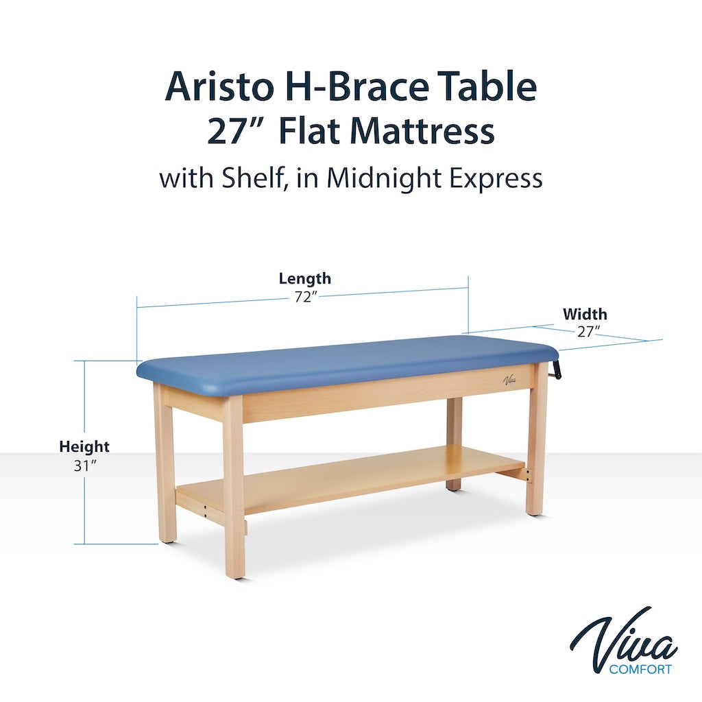 Aristo H-Brace Table With Shelf，27'', Flat Mattress,Blue