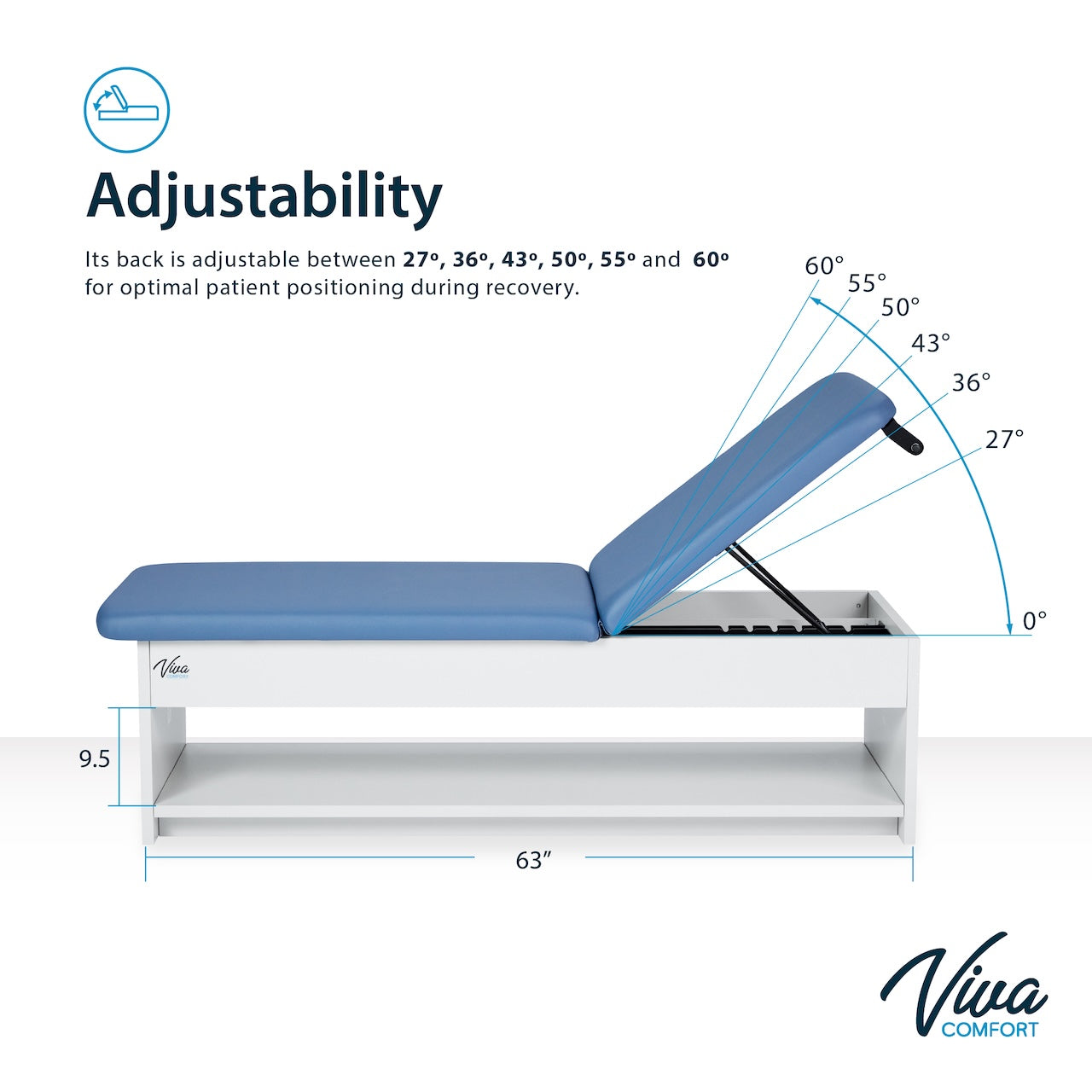 Viva Comfort Lucas Plus Recovery Couch with Adjustable Back,Midnight Express