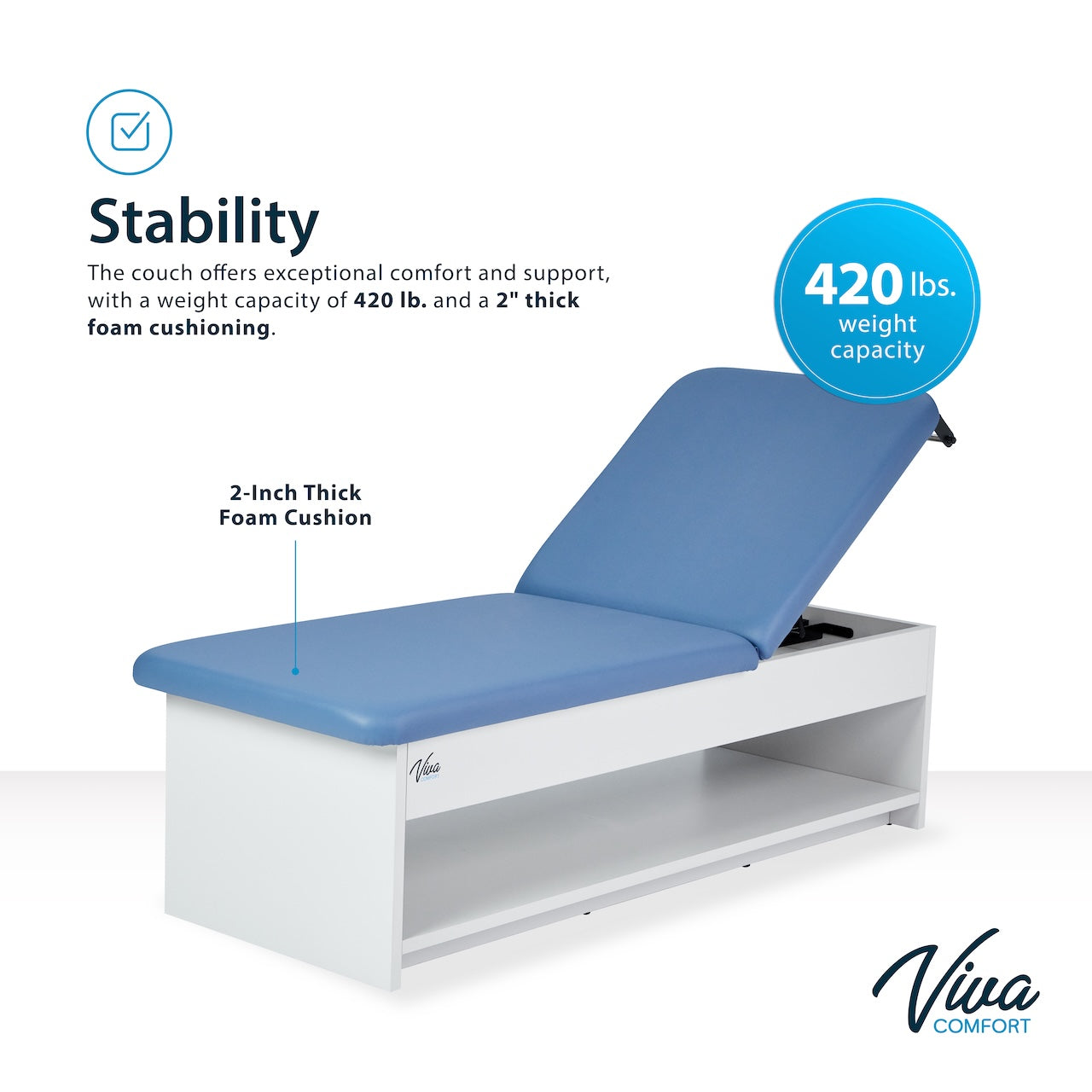 Viva Comfort Lucas Plus Recovery Couch with Adjustable Back,Midnight Express