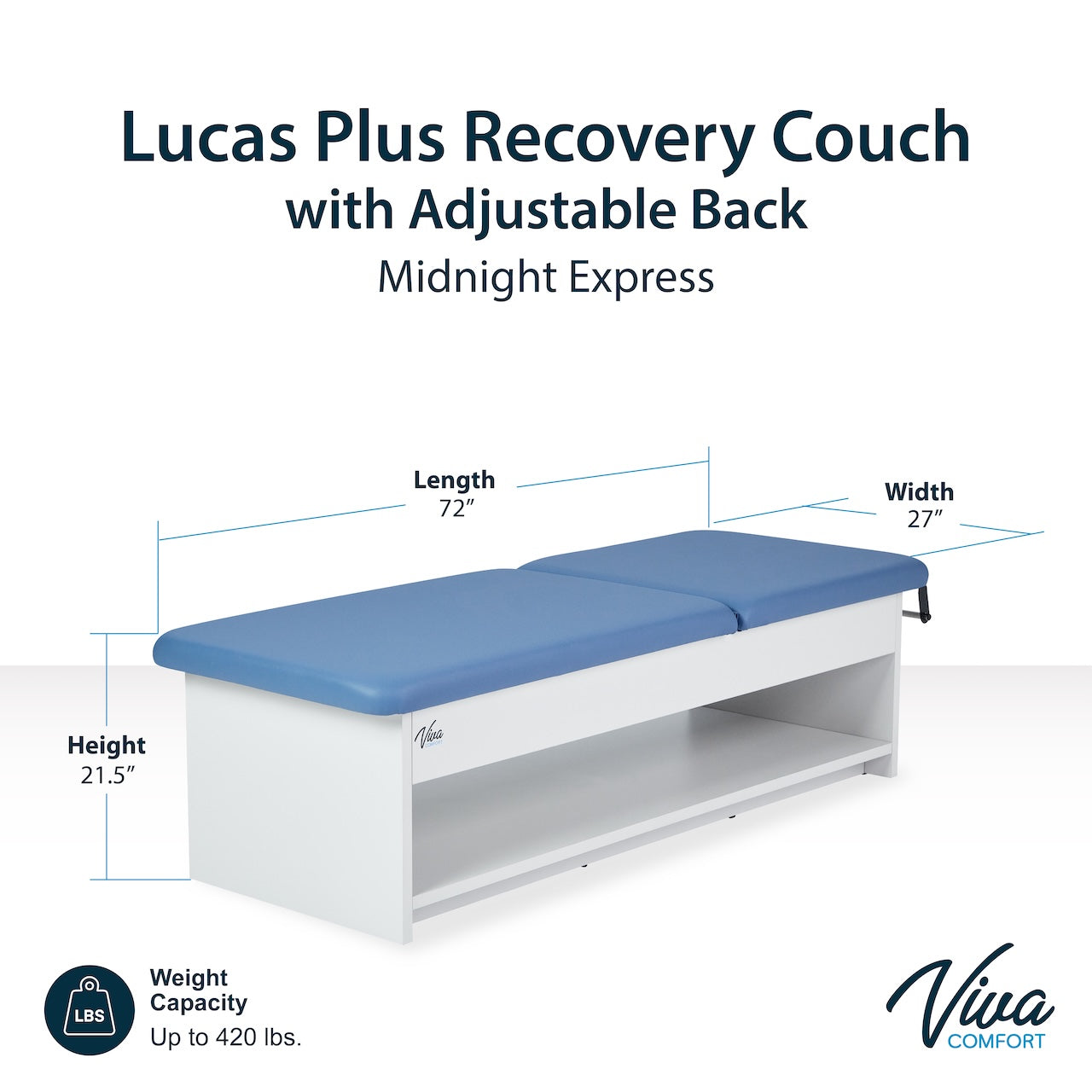 Viva Comfort Lucas Plus Recovery Couch with Adjustable Back,Midnight Express