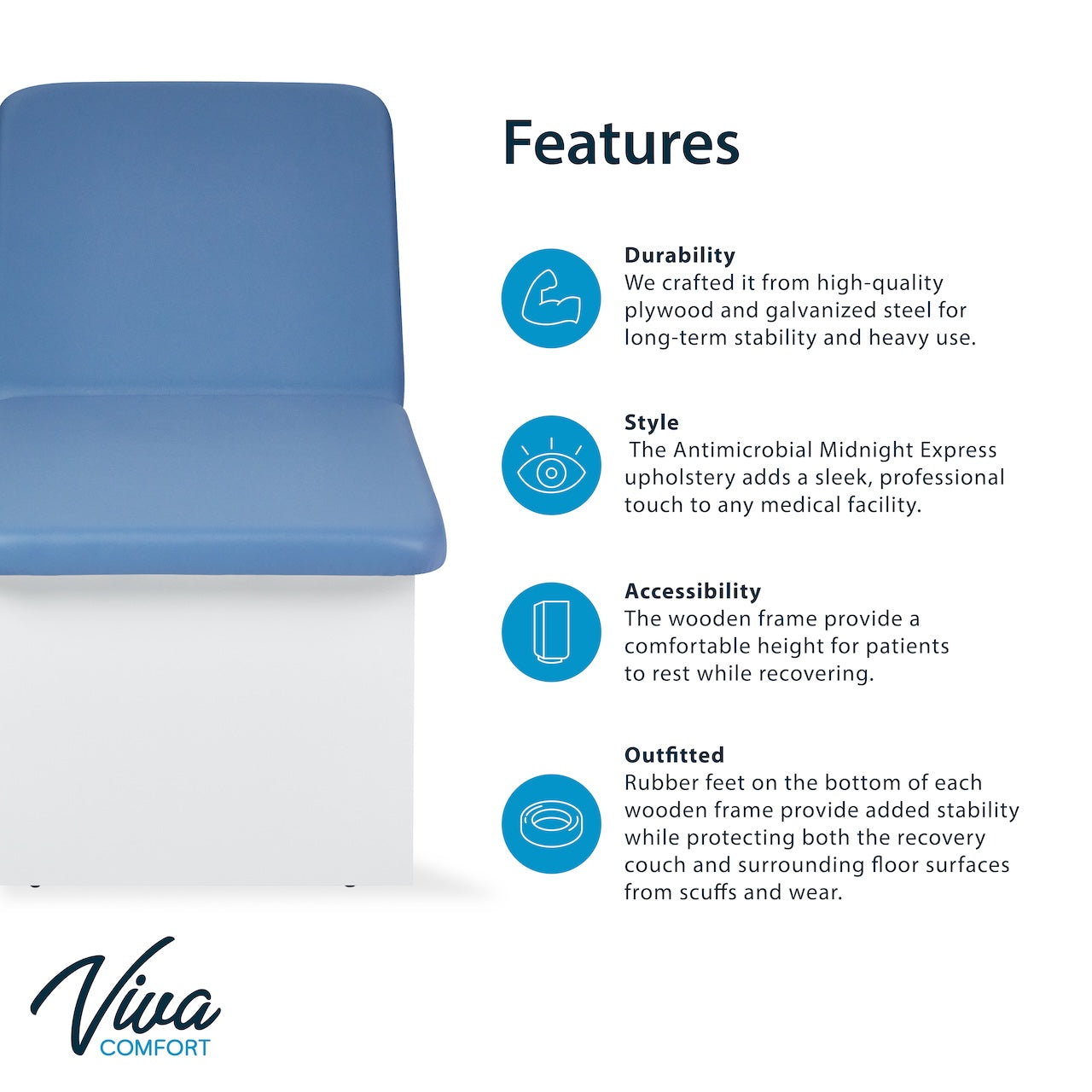 Viva Comfort Lucas Plus Recovery Couch with Adjustable Back,Midnight Express