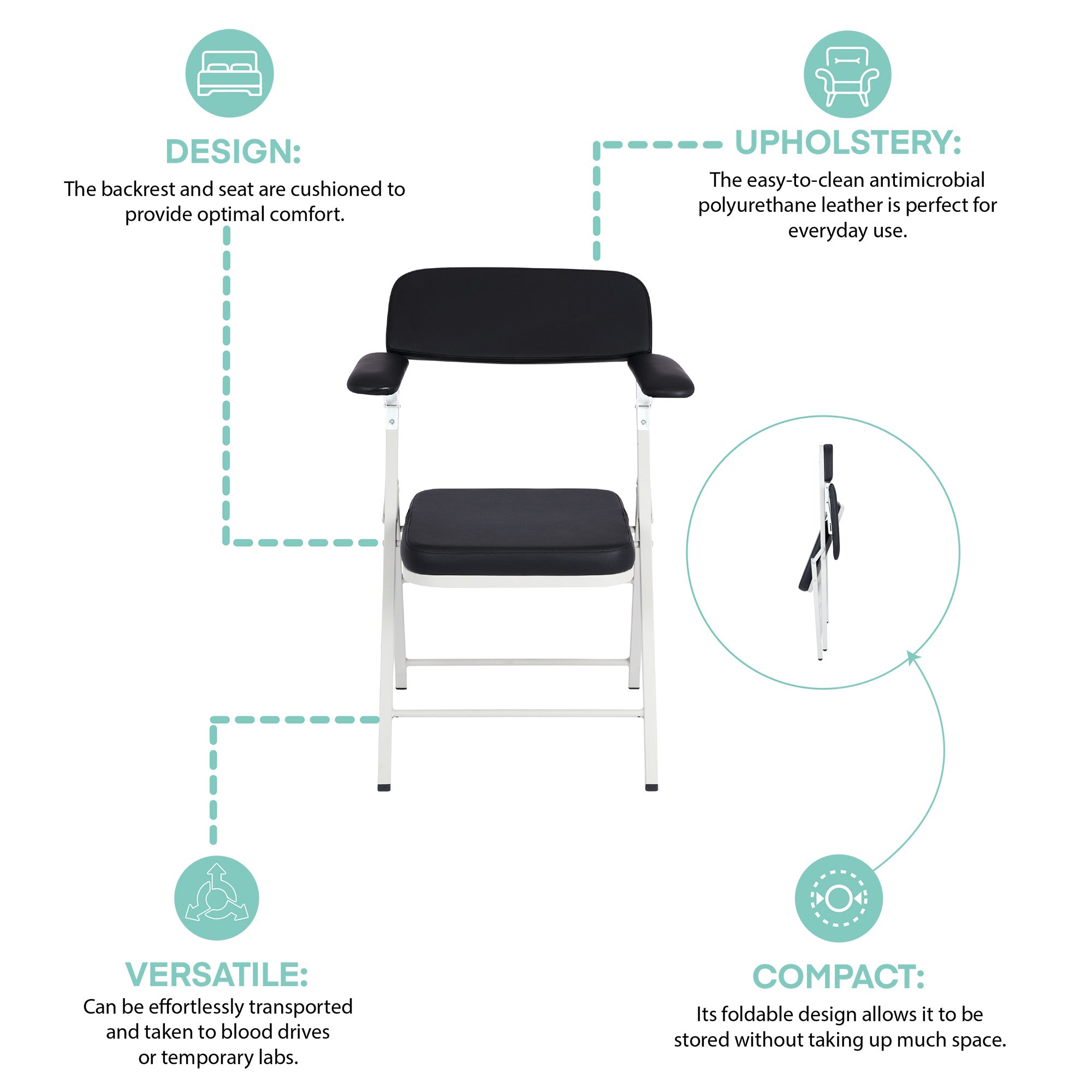 Folding Padded Blood Drawing Chair