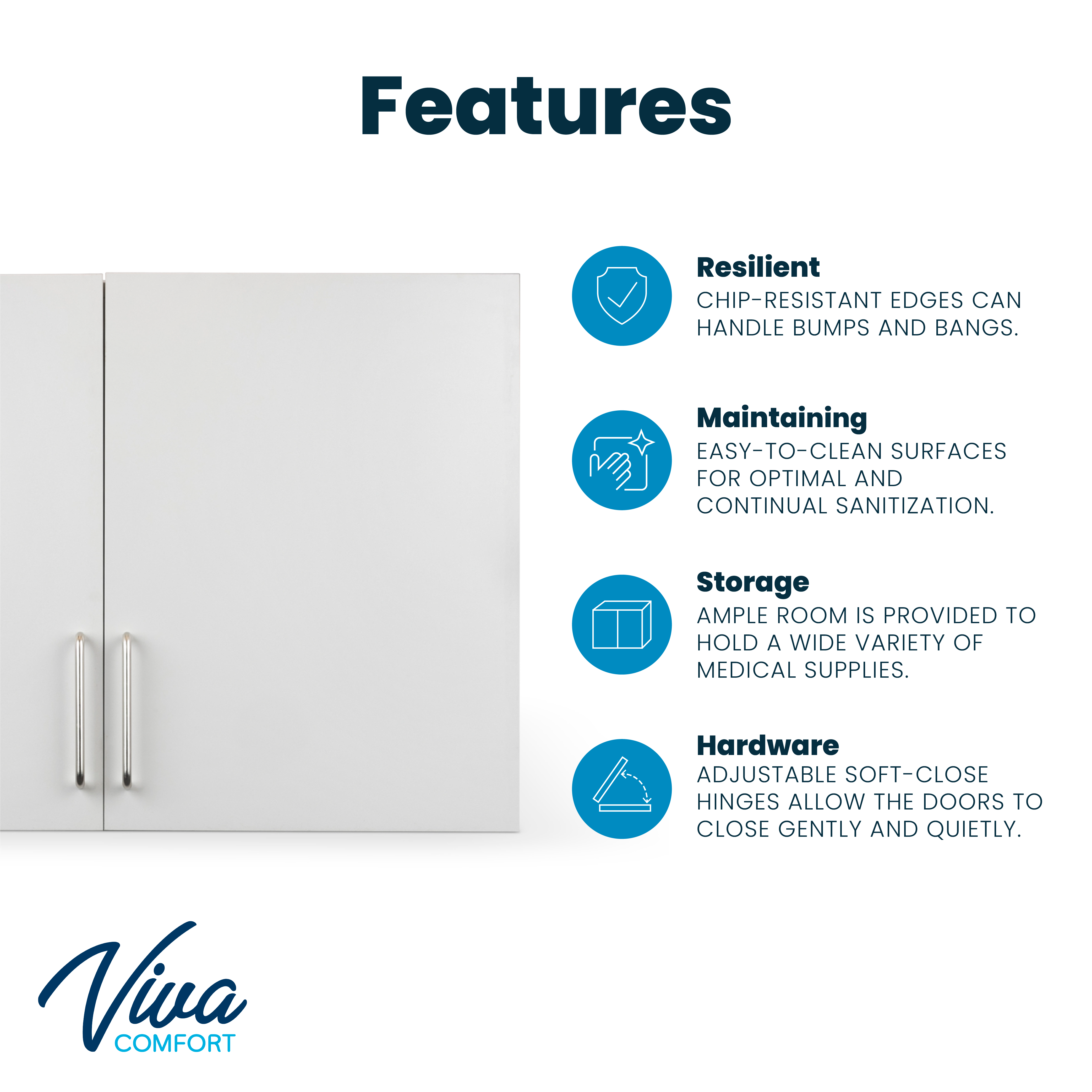 VivaComfort 36 Inch Wall Cabinet - Grey