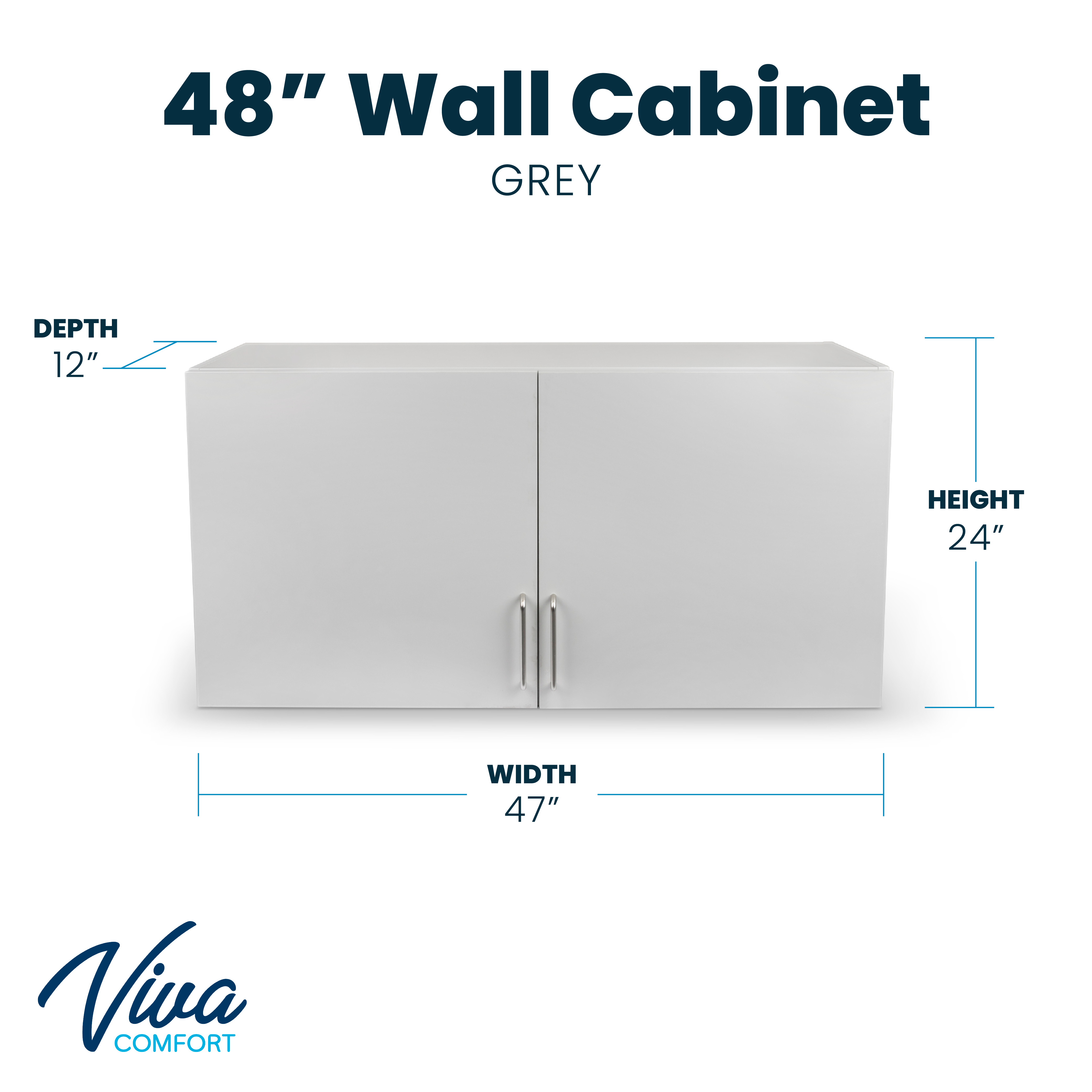 VivaComfort 48 Inch Wall Cabinet - Grey