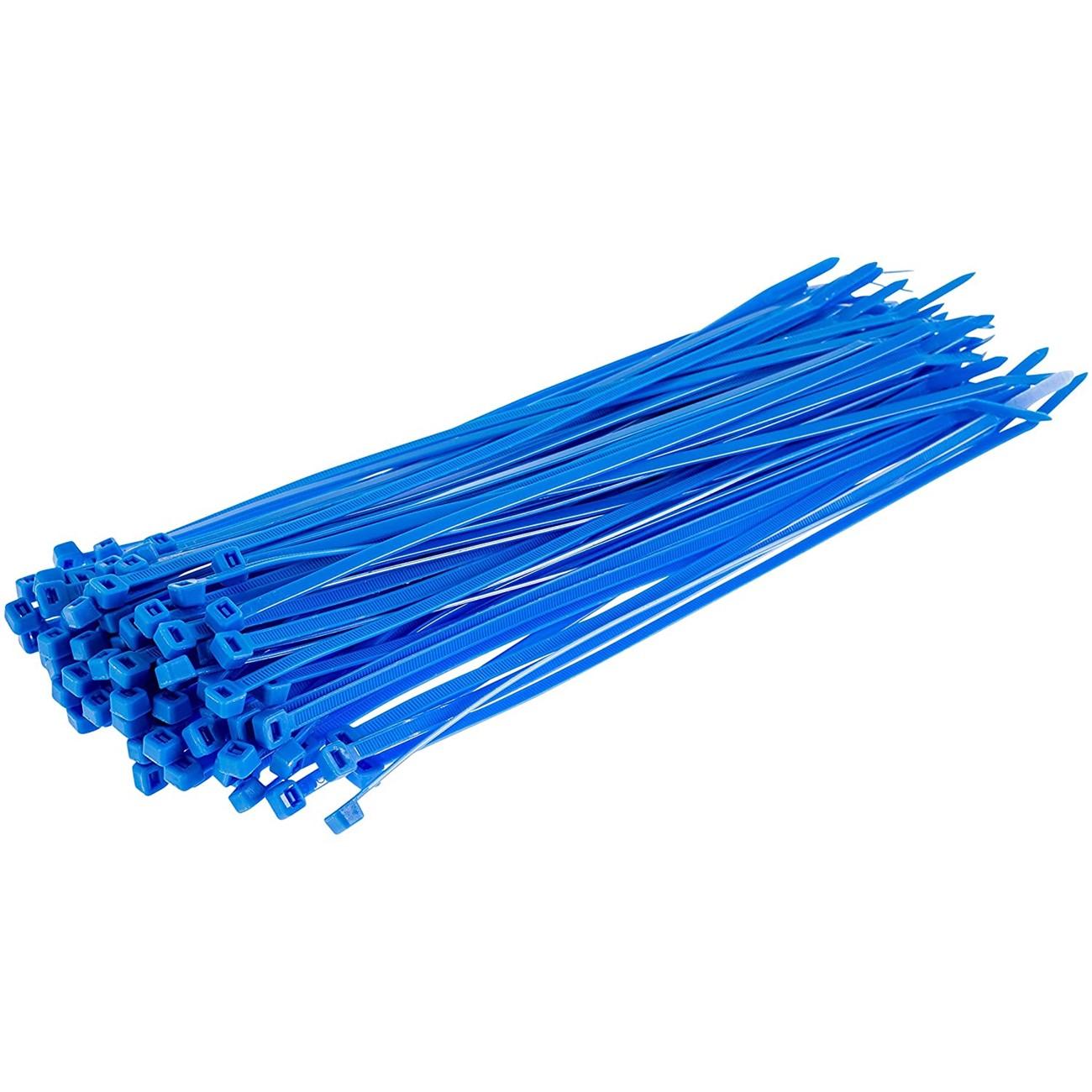 Standard Cable Tie, Length: 11", Tensile Strength: 50 lbs, Color: Blue, Material: Nylon 66, Connection Type: Clamping, Width: 0.19", Max. Bundle Diameter: 3", Package Quantity: 100