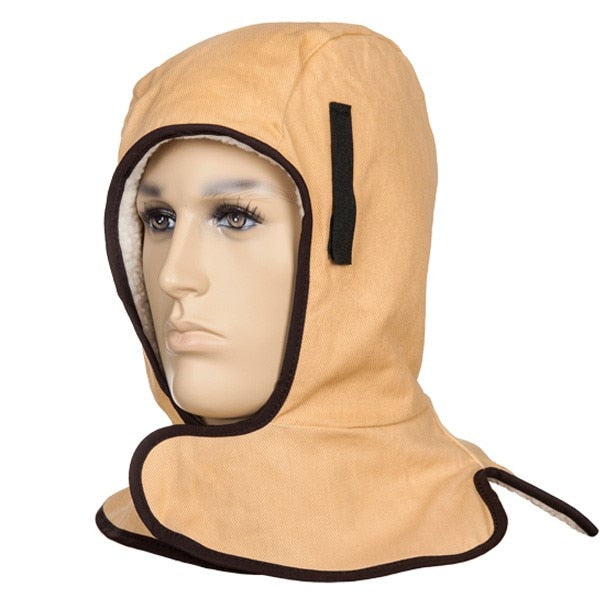 Winter Liner, Heavy Duty, Tan, Twill Outer, Sherpa-lined, full neck with extra large neck flap, for severe cold protection