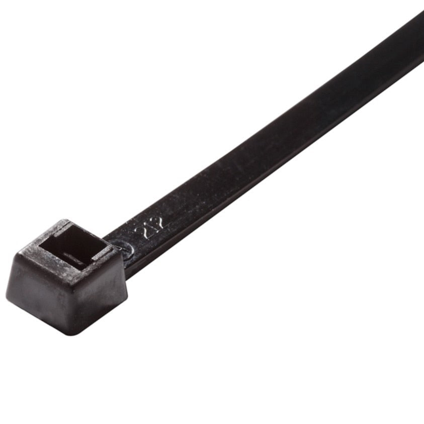 Standard Cable Tie, Length: 7", Tensile Strength: 50 lbs, Color: Black, Material: Nylon 66, Connection Type: Clamping, Width: 0.19", Max. Bundle Diameter: 1.875", Package Quantity: 100 per bag, 100 bags per case