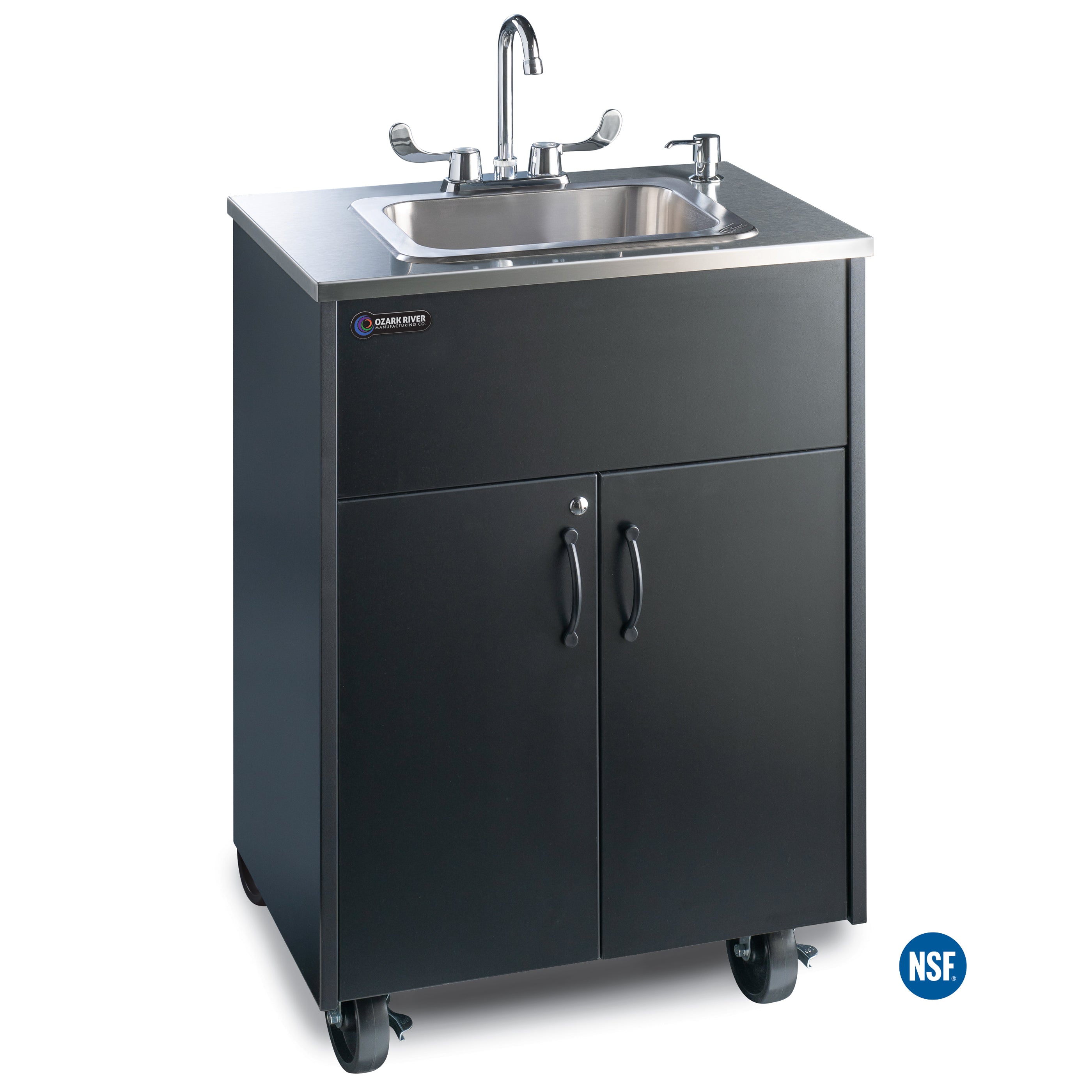 Premier S1D Portable Sink - Black/Stainless Deep Basin - 26"W x 17.75"D x 37.5"H