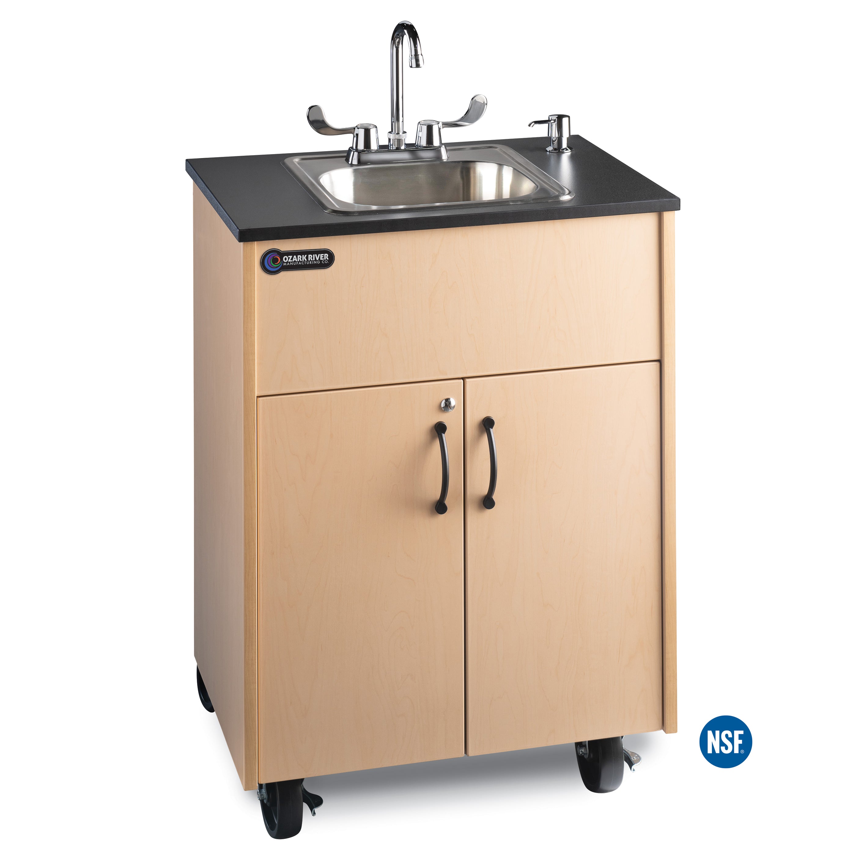 Premier 1 Portable Sink - Maple Finish/Black/Stainless Basin  - 26"W x 17.75"D x 37.5"H