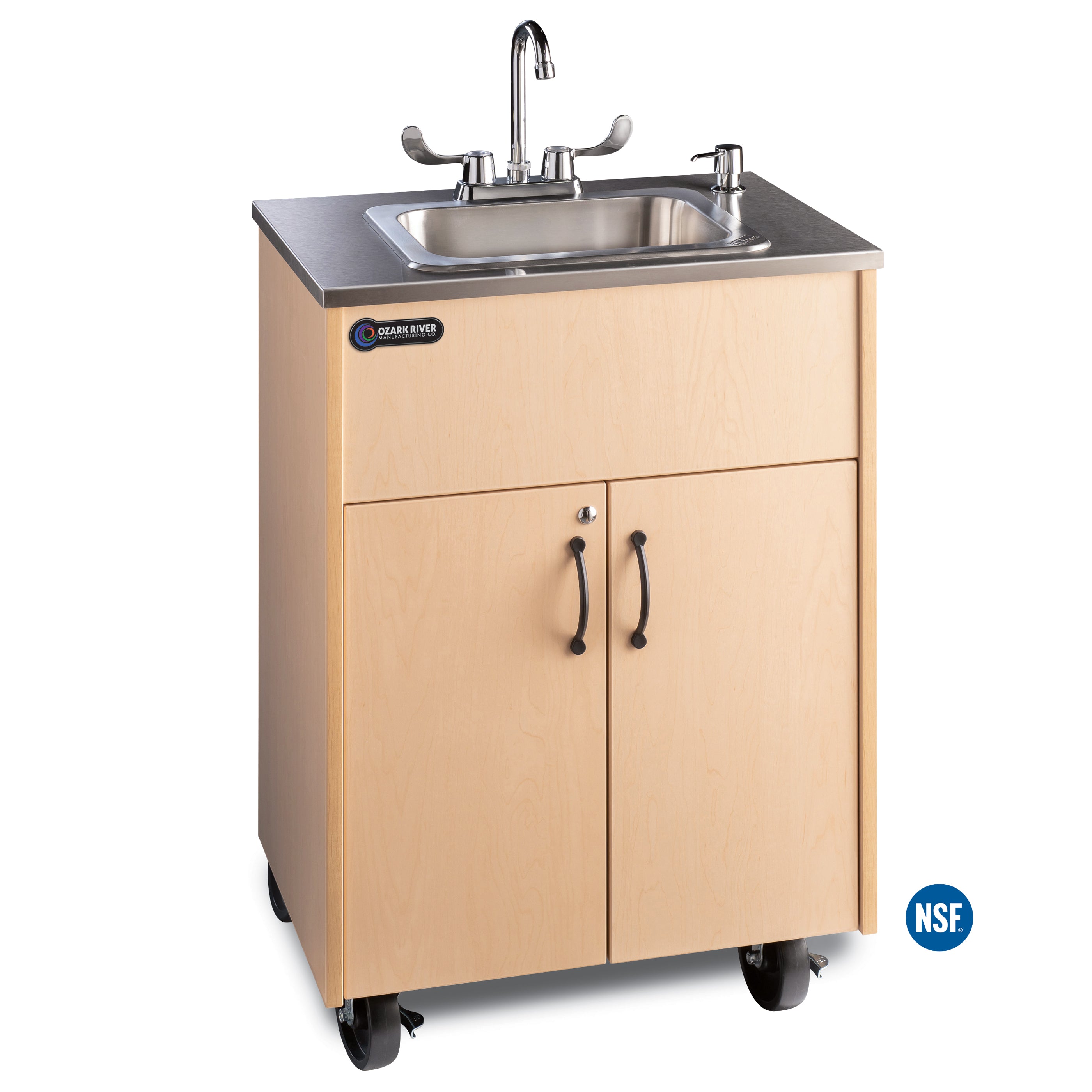 Premier S1D Portable Sink - Maple Finish/Stainless Deep Basin - 26"W x 17.75"D x 37.5"H