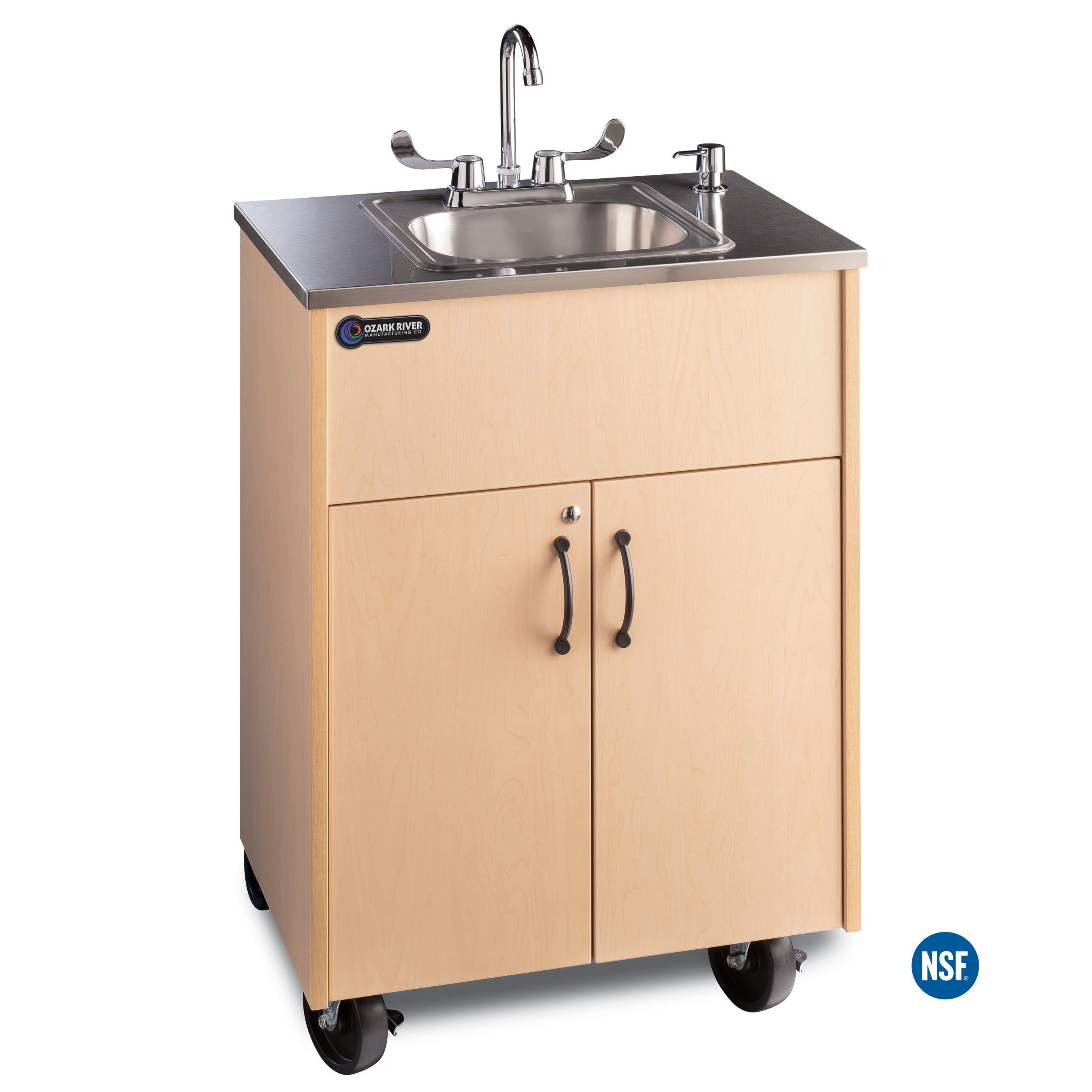 Premier S1 Portable Sink - Maple Finish/Stainless Top - 26"W x 17.75"D x 37.5"H
