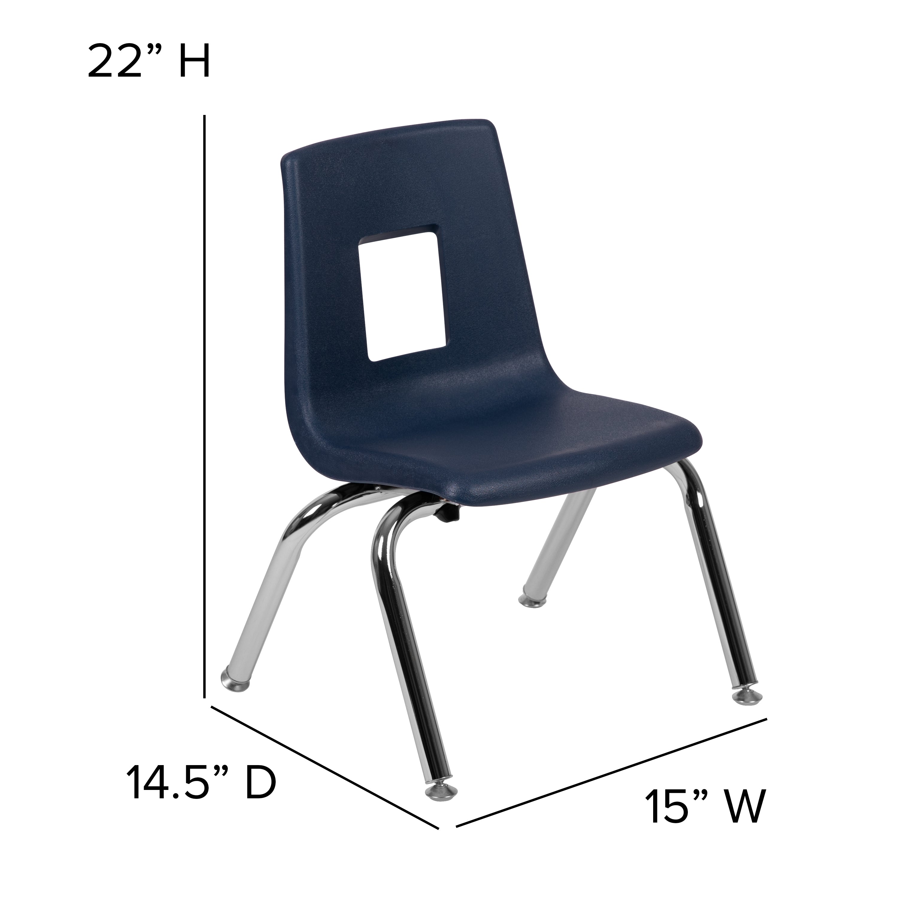Mickey Advantage Navy Student Stack School Chair - 12-inch