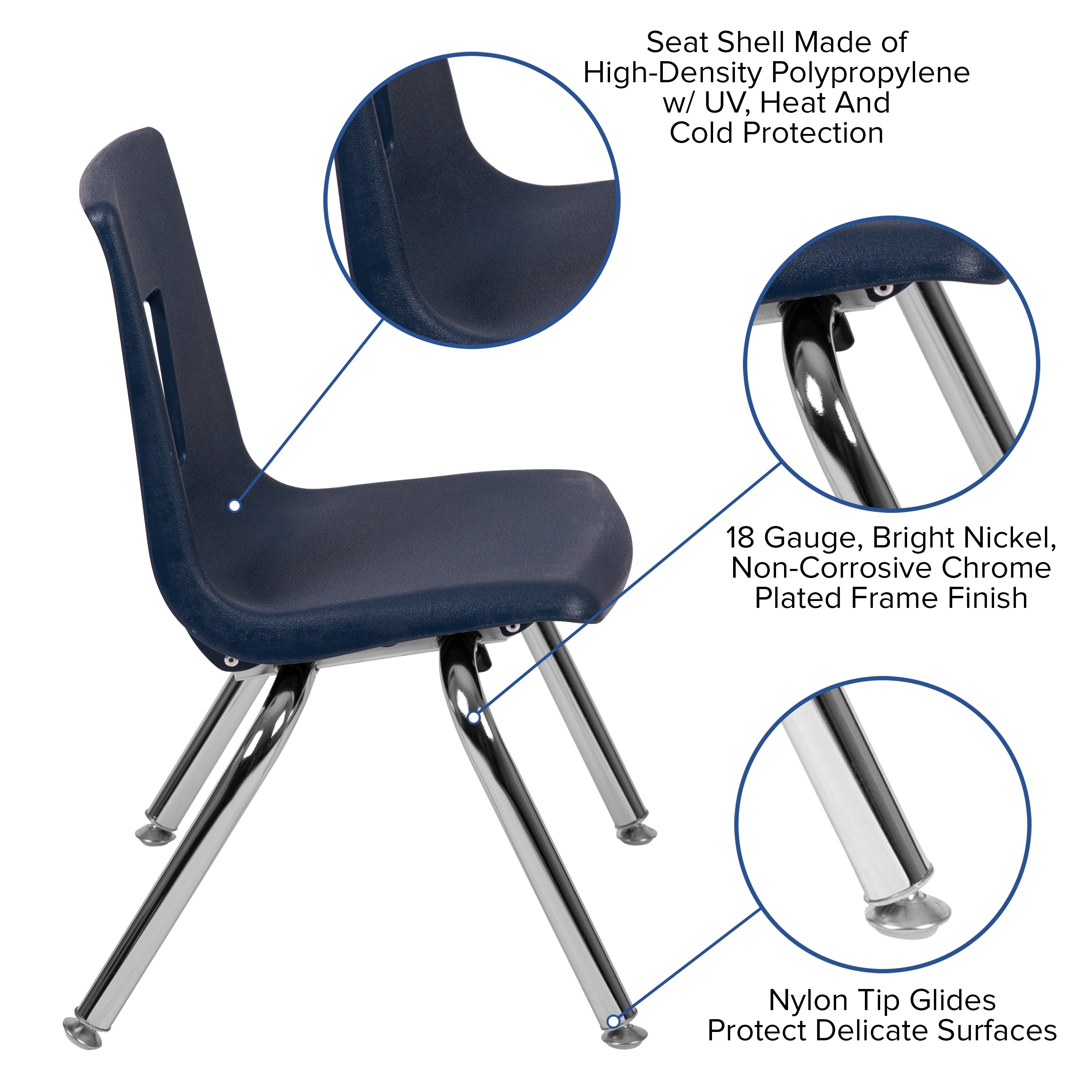 Mickey Advantage Navy Student Stack School Chair - 12-inch