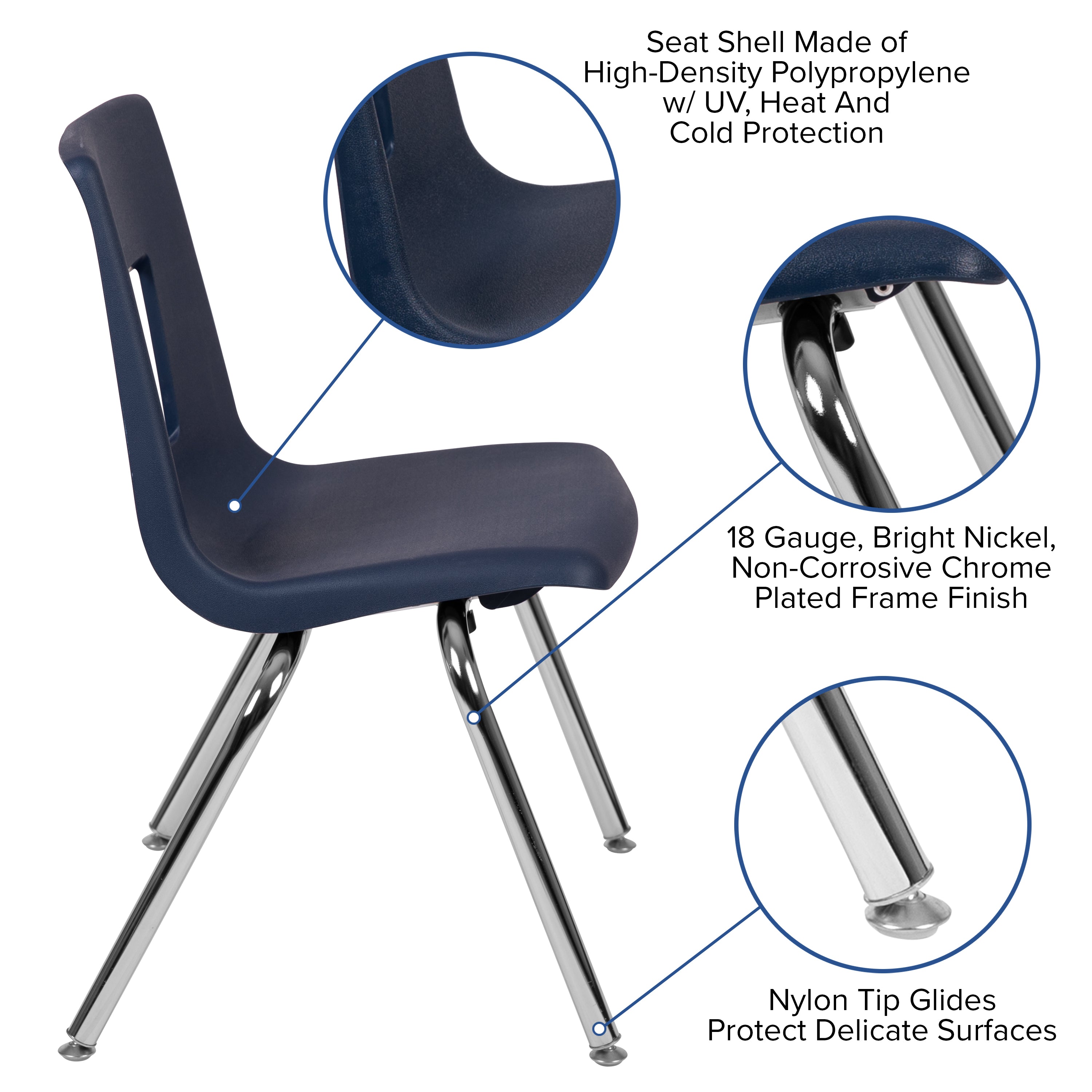 Mickey Advantage Navy Student Stack School Chair - 16-inch