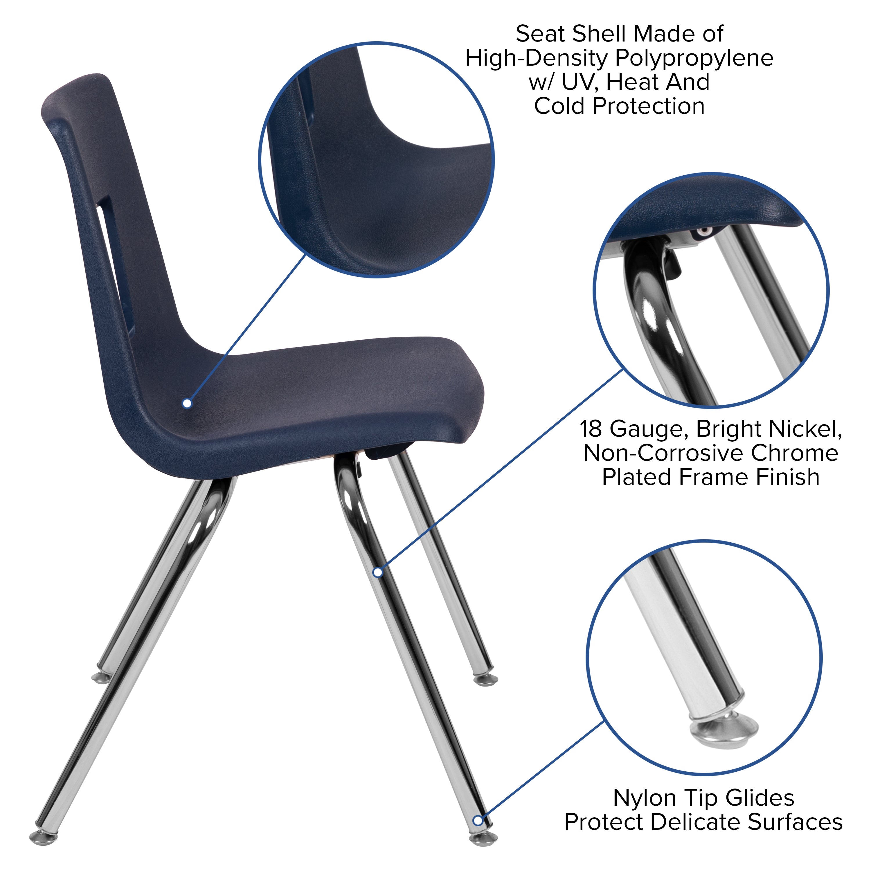 Mickey Advantage Navy Student Stack School Chair - 18-inch