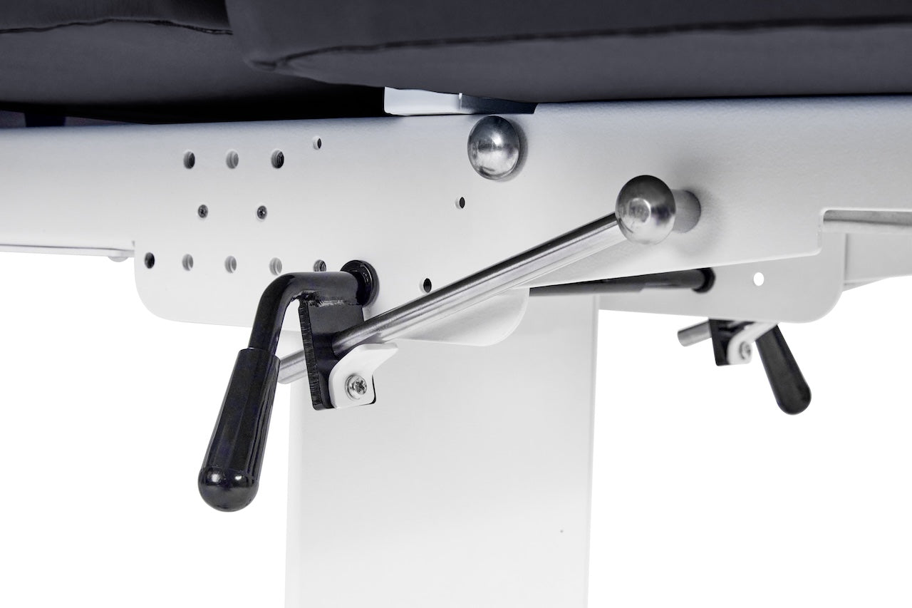 ADI903-23-SERIES: Xro 3-Section Shrouded Base Series Power Hi-Lo Exam Table (Adjustable Back, Leg-Rest & Antimicrobial Upholstery, Black)