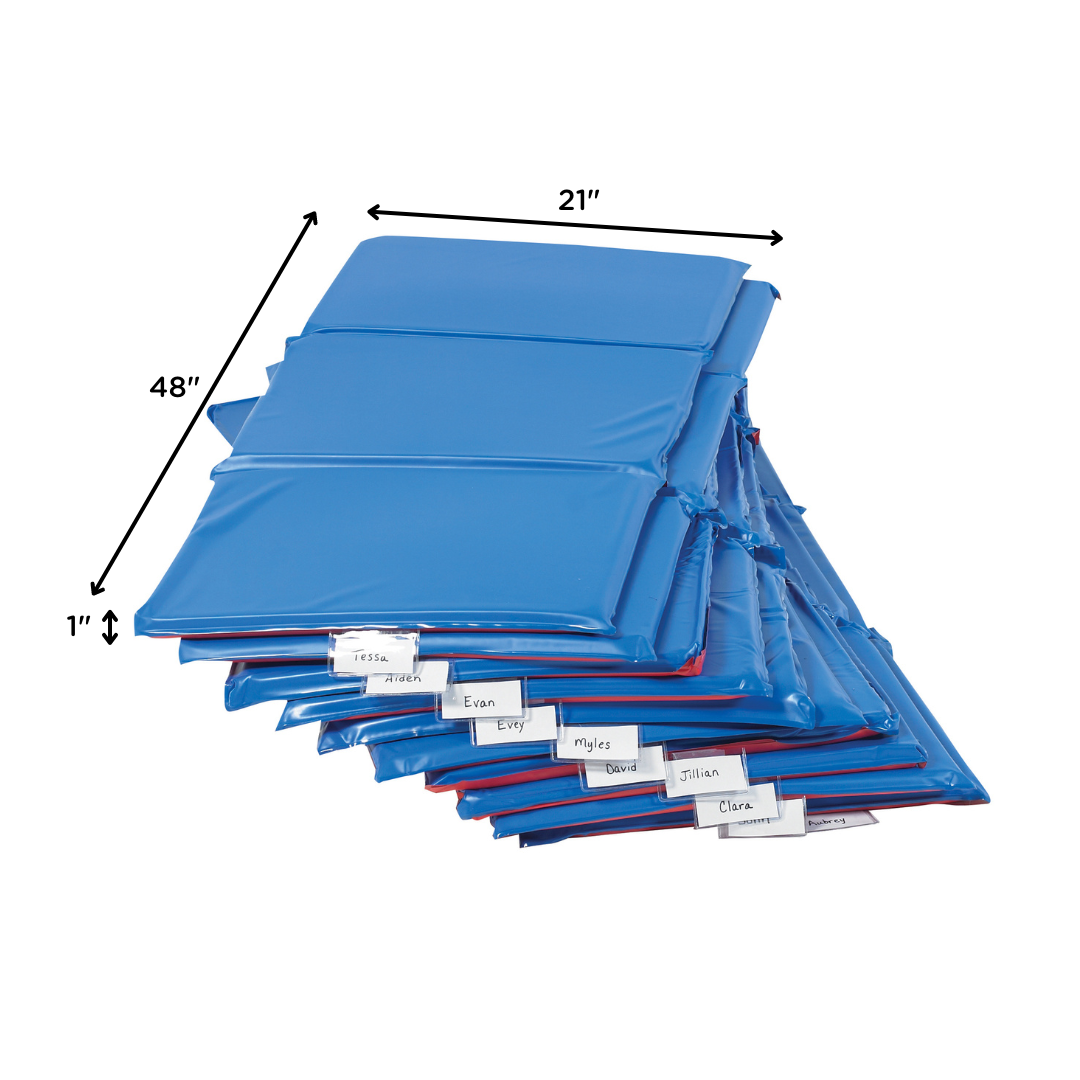 1" Angels 3 Section Folding Rest Nap Mat - Set of 10 - Red/Blue