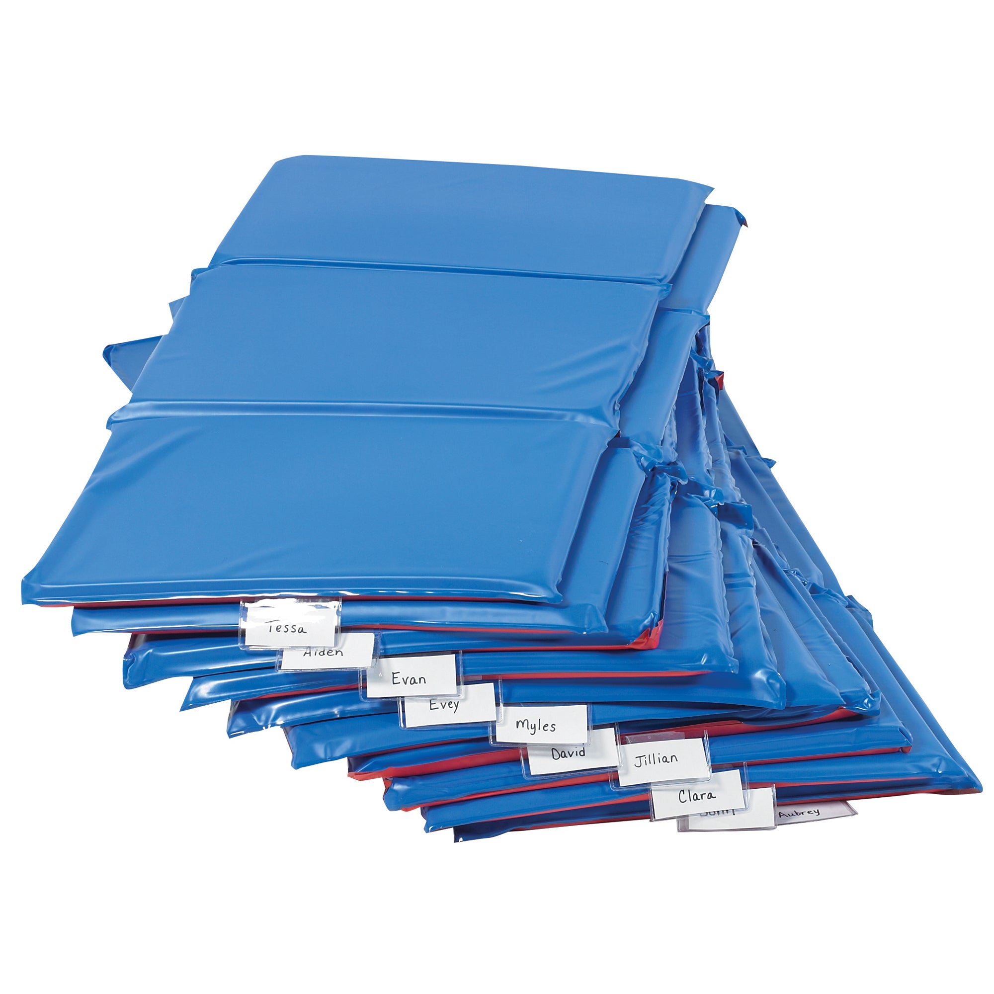 1" Angels 3 Section Folding Rest Nap Mat - Set of 10 - Red/Blue