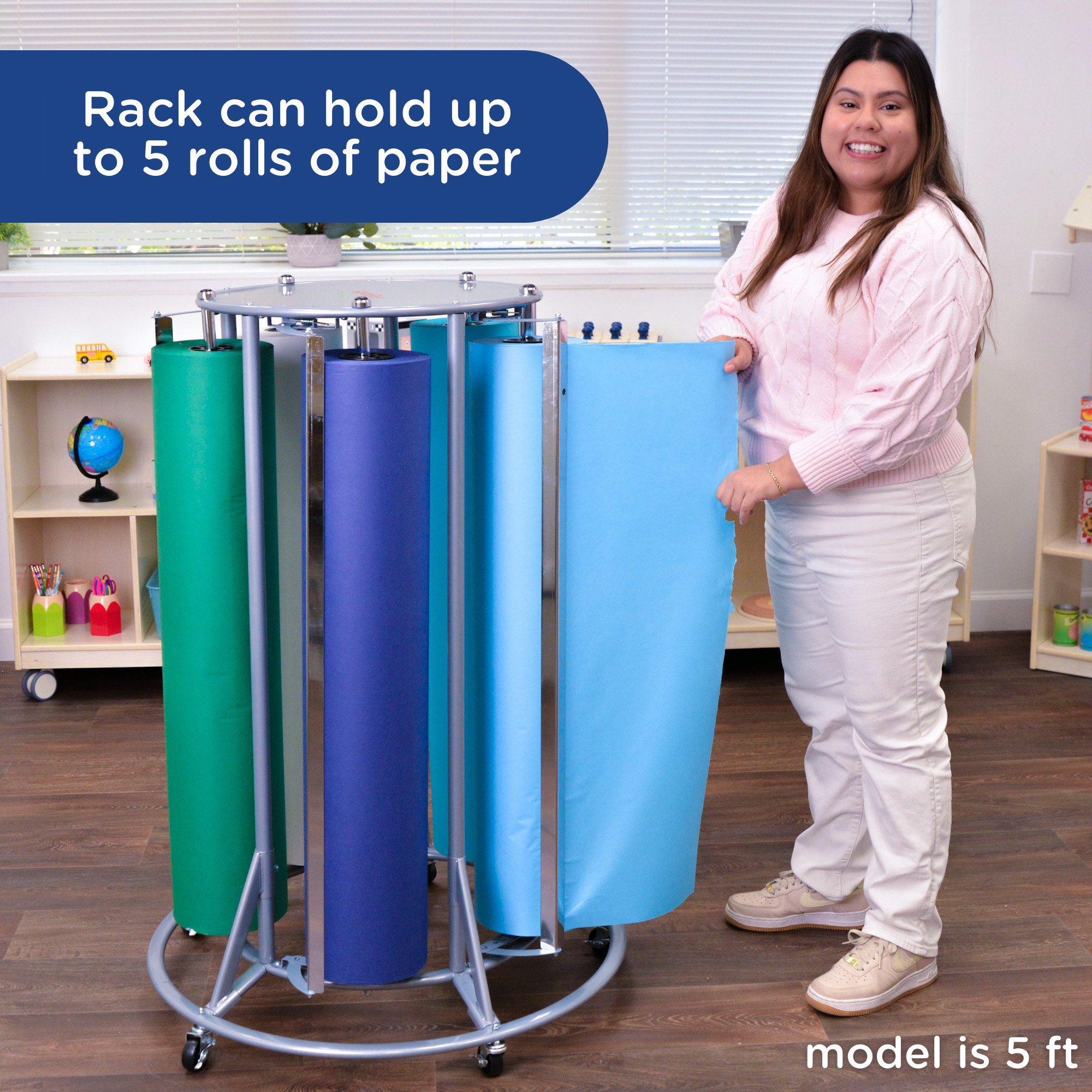 Mobile 5-Roll Paper Rack