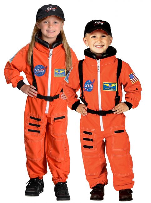 Jr. Astronaut Suit, Orange, Size 2/3, with Embroidered Cap
