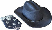 Jr. Cowboy Hat, Black, With Bandanna