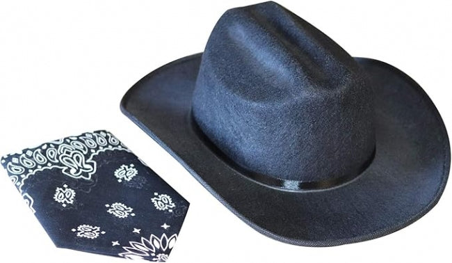 Jr. Cowboy Hat, Black, With Bandanna