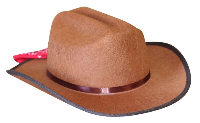 Jr. Cowboy Hat, Brown, With Bandanna