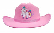 Jr. Cowboy Hat, Pink, Sparkle Ribbon with White Unicorn Logo And Bandanna