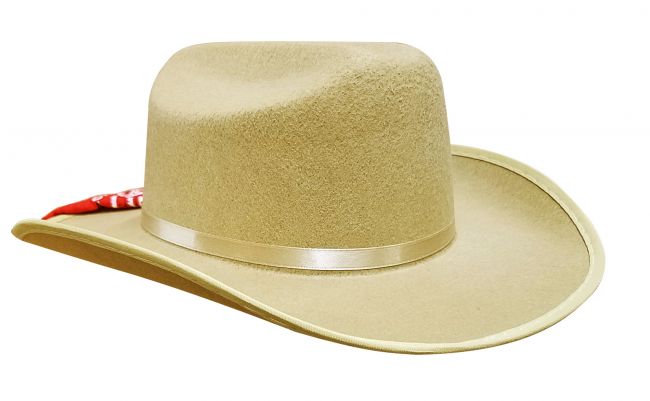 Jr. Cowboy Hat, Tan, With Bandanna.