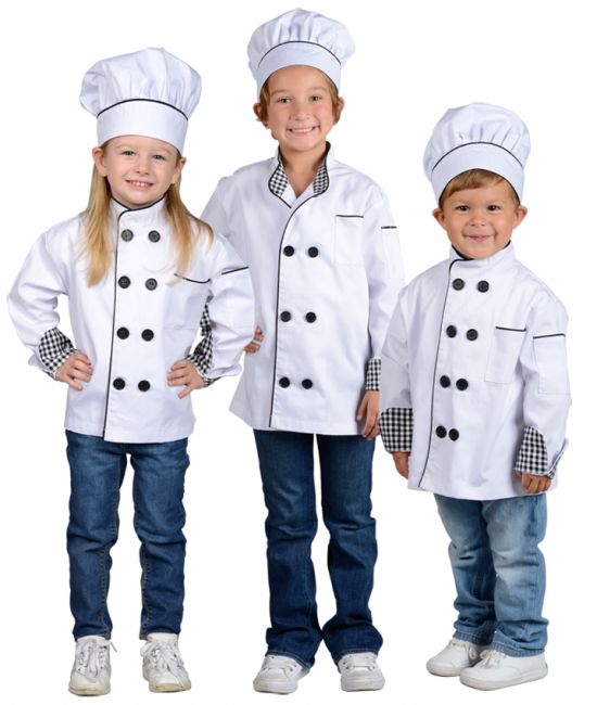 Jr. Chef Jacket with Hat, Size Large